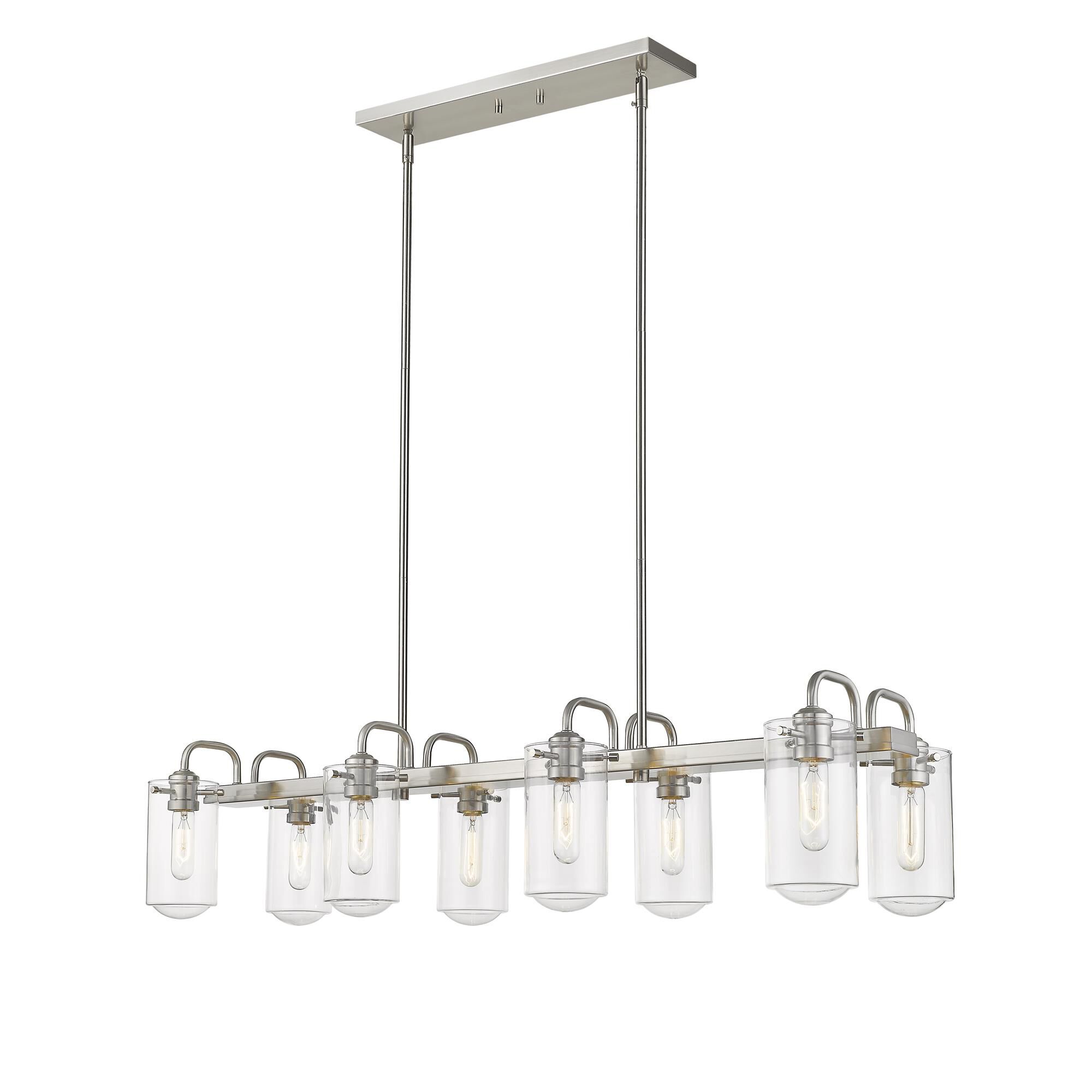 Shown in Brushed Nickel finish and Glass shade
