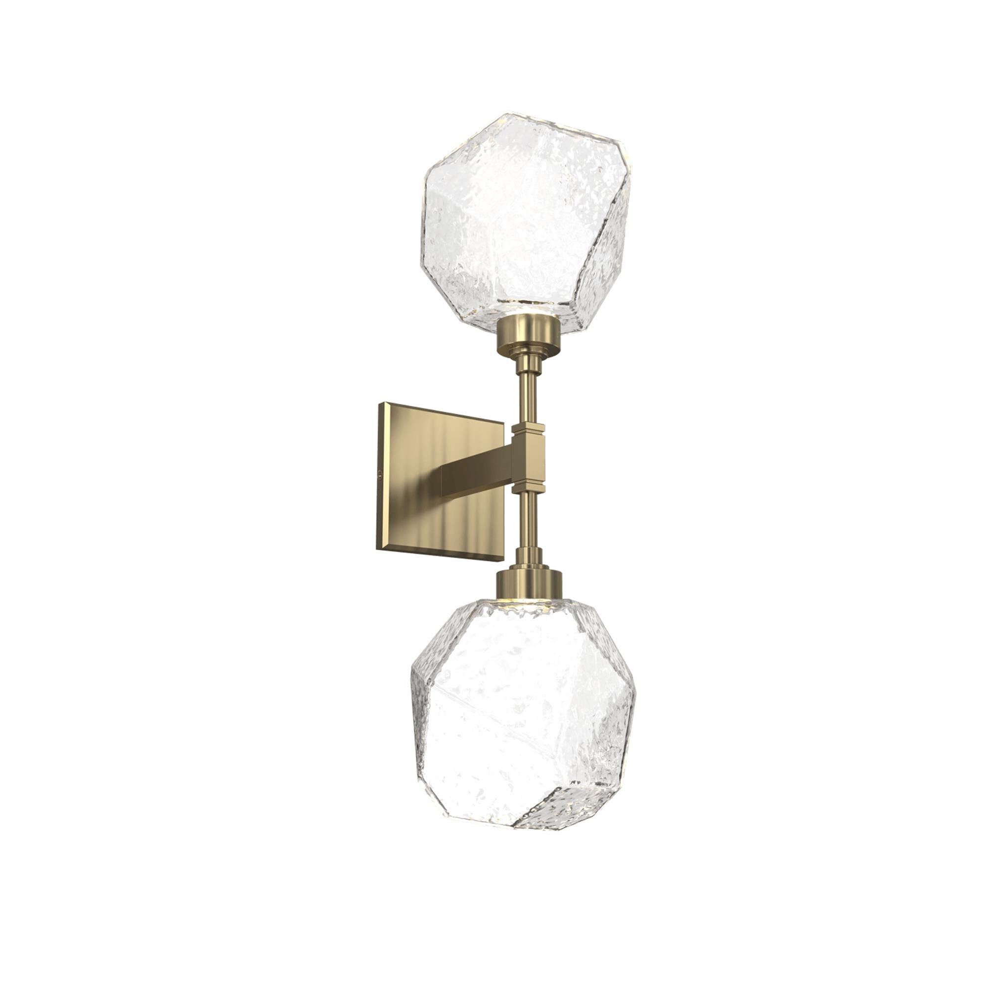Shown in Heritage Brass finish and Clear Blown glass