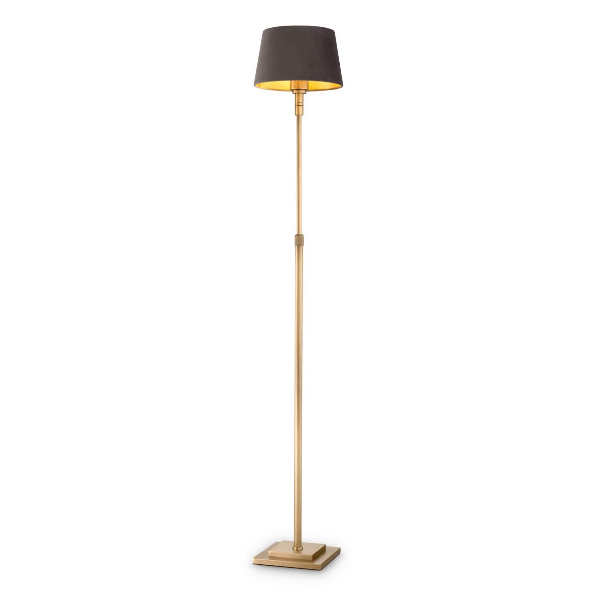 Shown in Antique Brass finish and Velvet shade