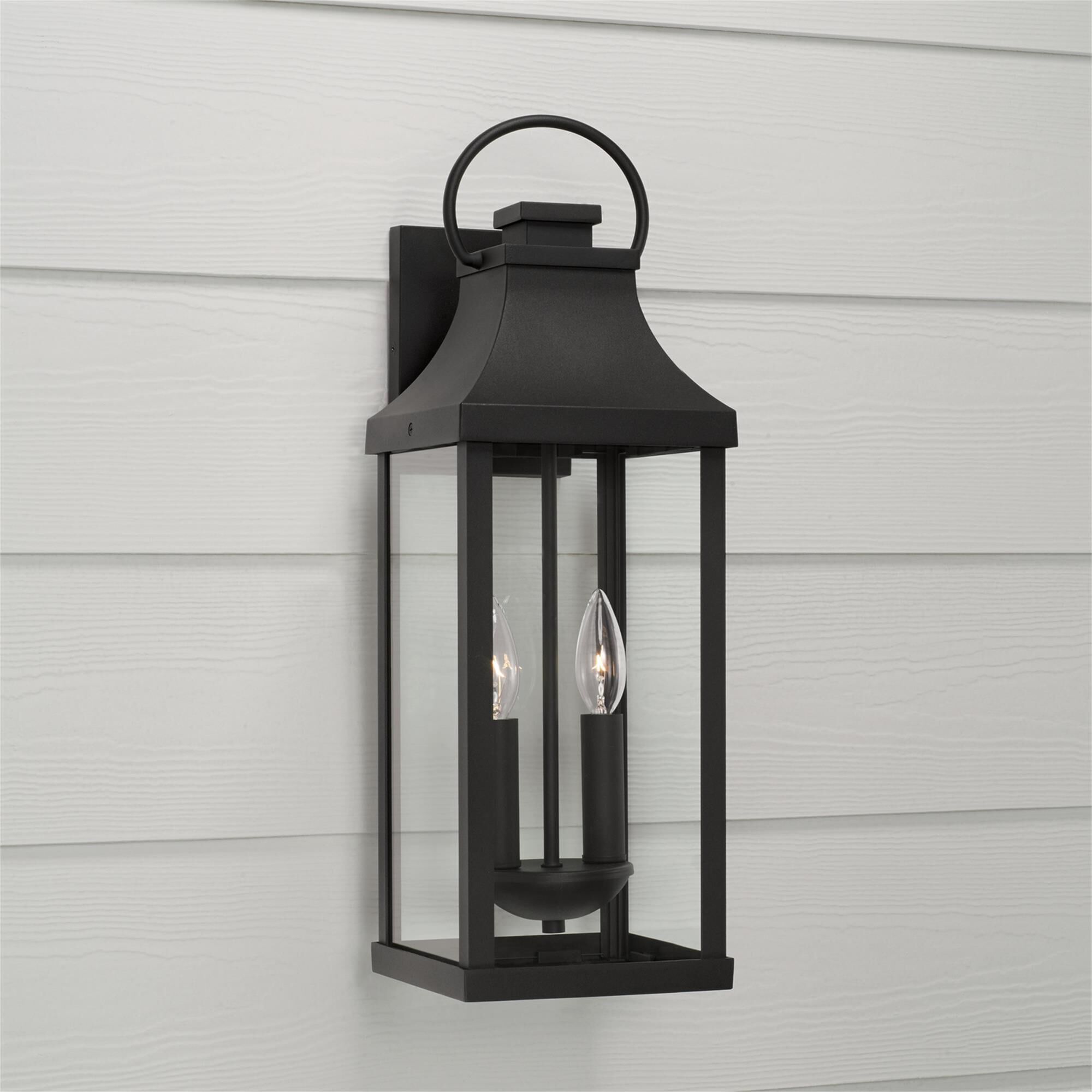 Shown in Black finish and Clear glass