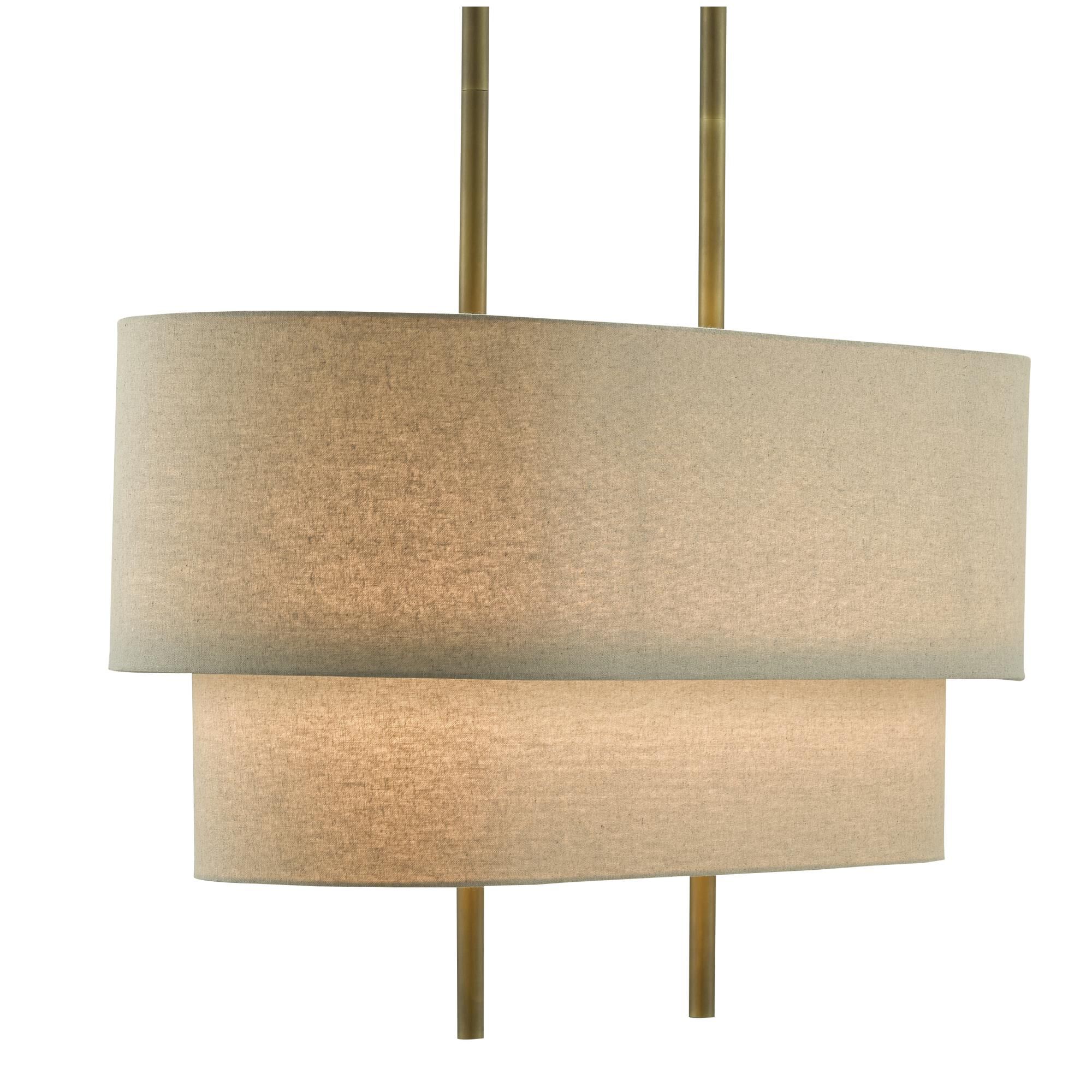 Shown in Antique Brass/Linen finish and Natural Linen shade