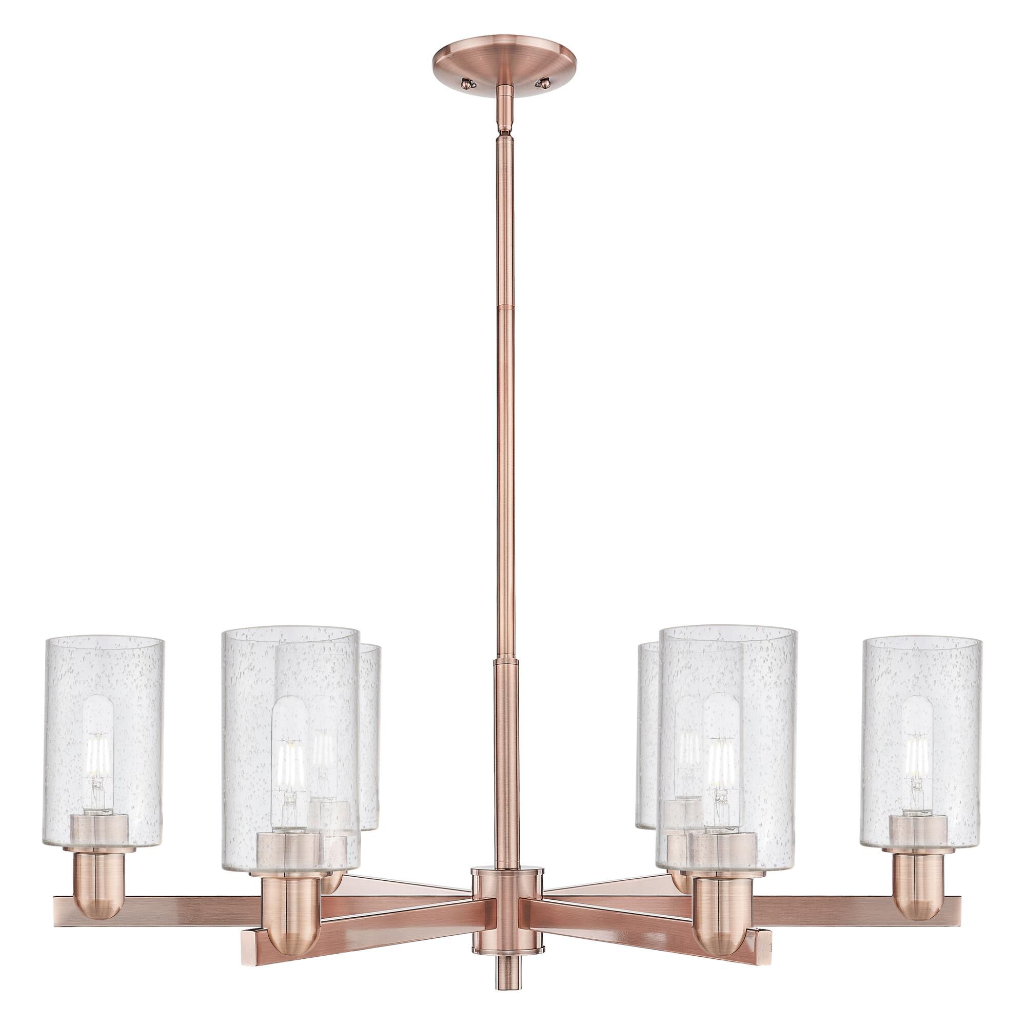 Shown in Antique Copper finish and Seedy glass