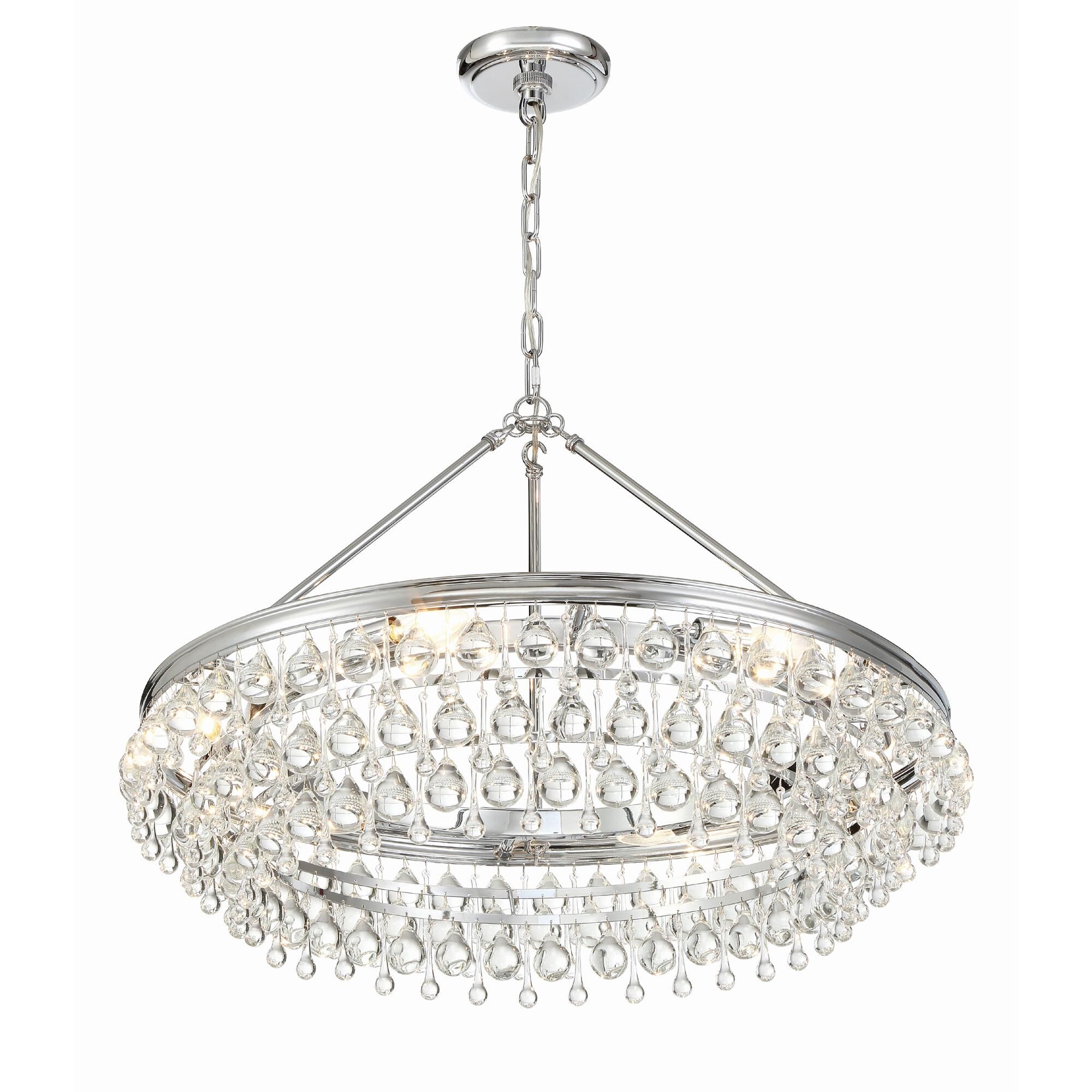 Shown in Polished Chrome finish and Clear Glass Drops crystal