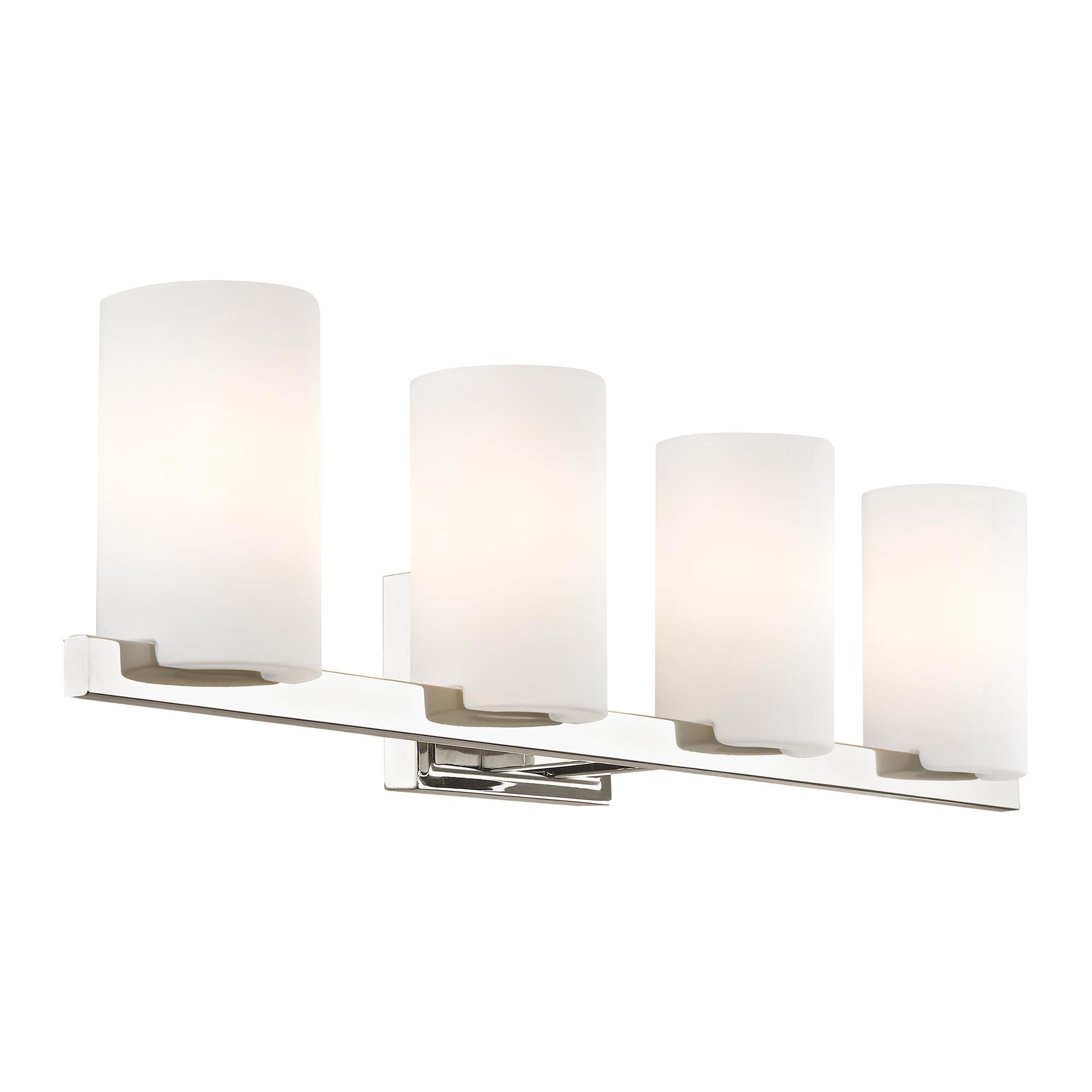 Shown in Chrome finish and Hand Blown Satin Opal White Cylinder glass