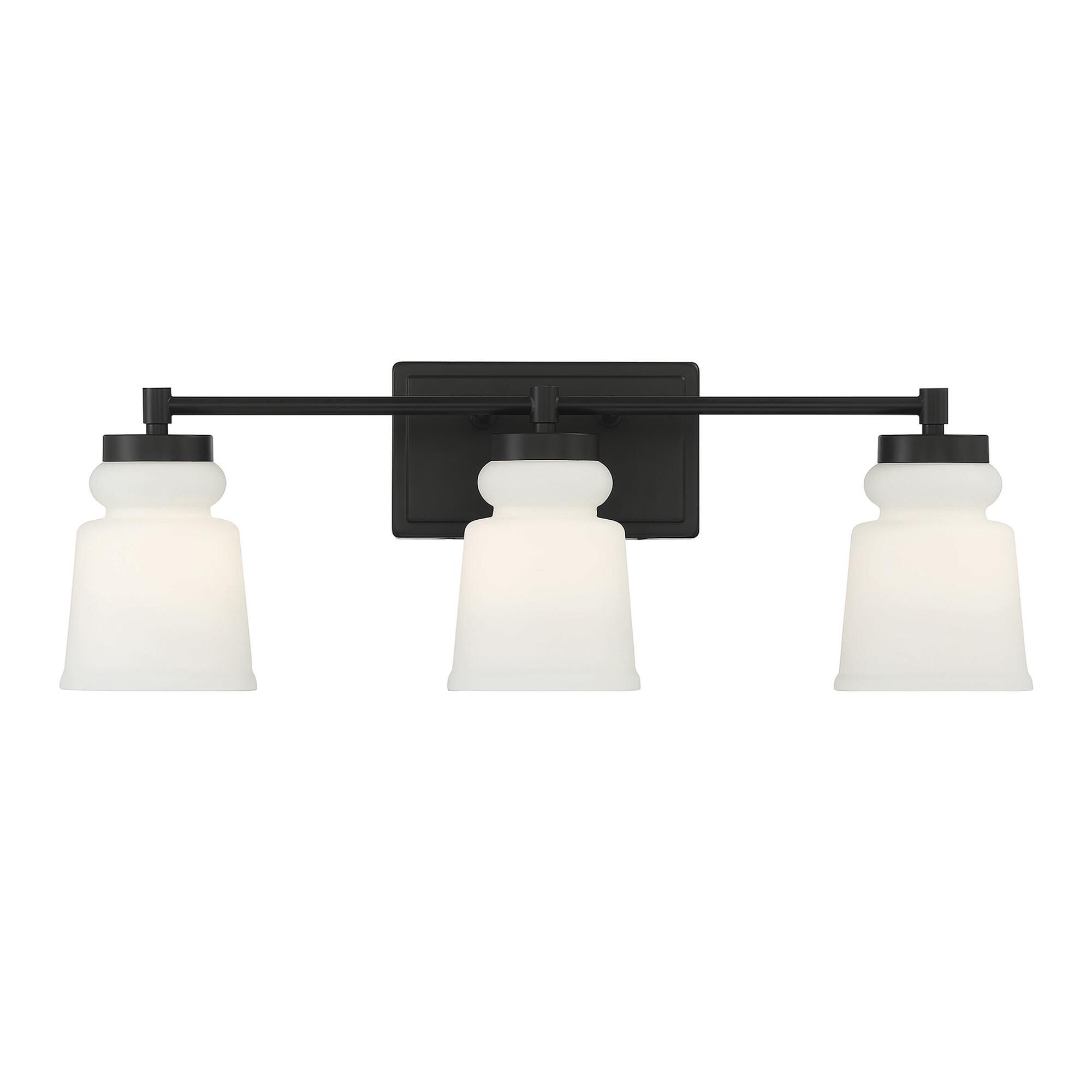 Shown in Matte Black finish and Milk glass
