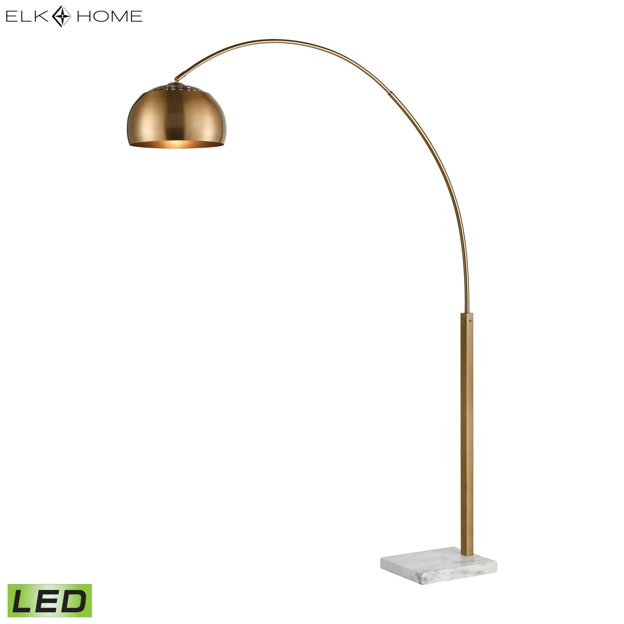 Shown in Aged Brass finish and Gold Metal shade