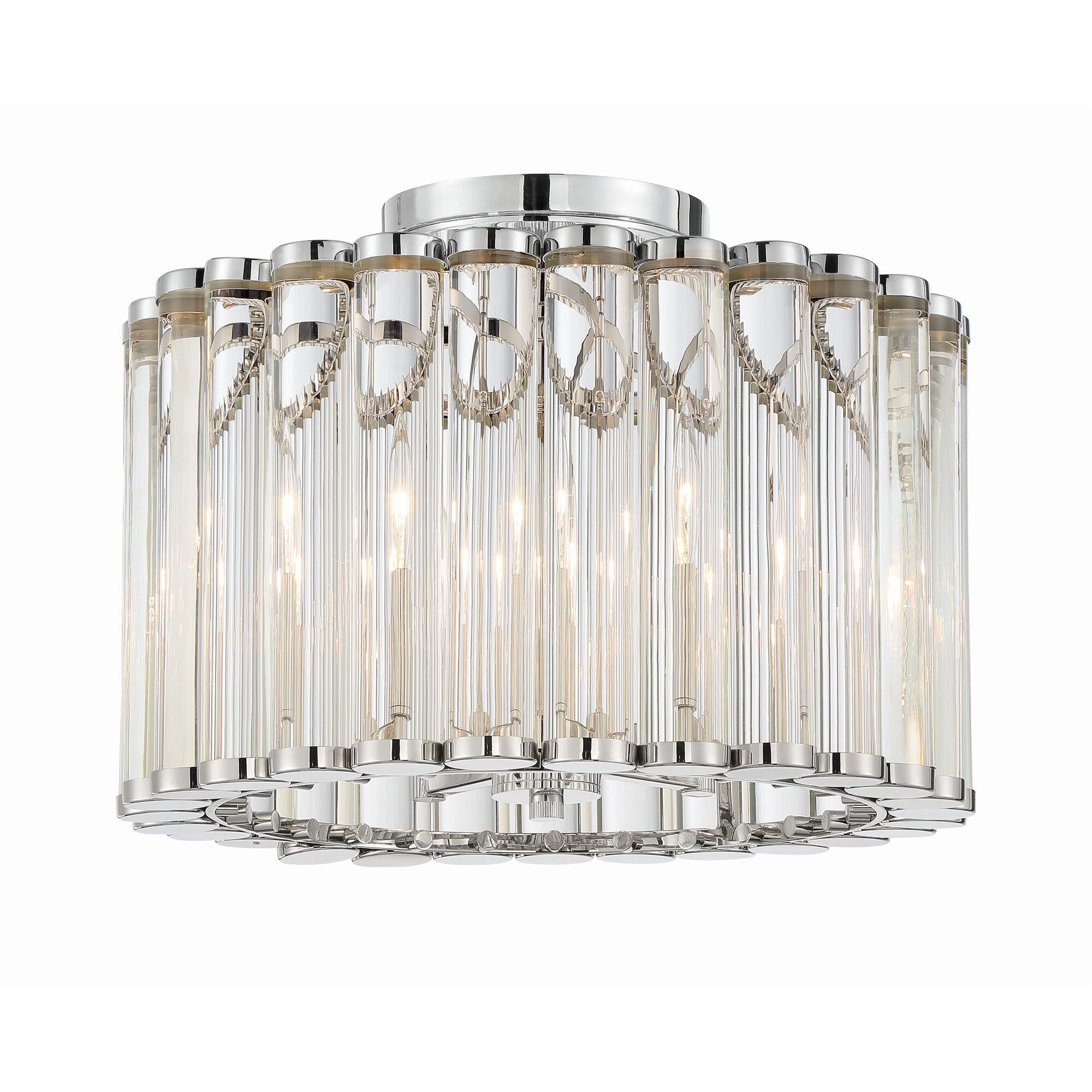 Shown in Polished Nickel finish and Clear Glass crystal