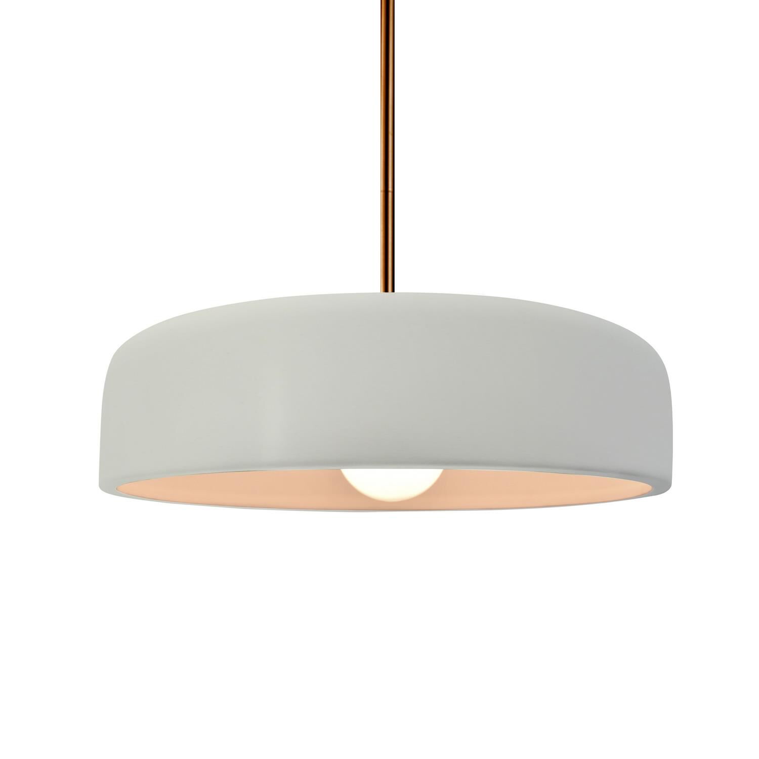 Shown in Brushed Brass finish and Matte White shade