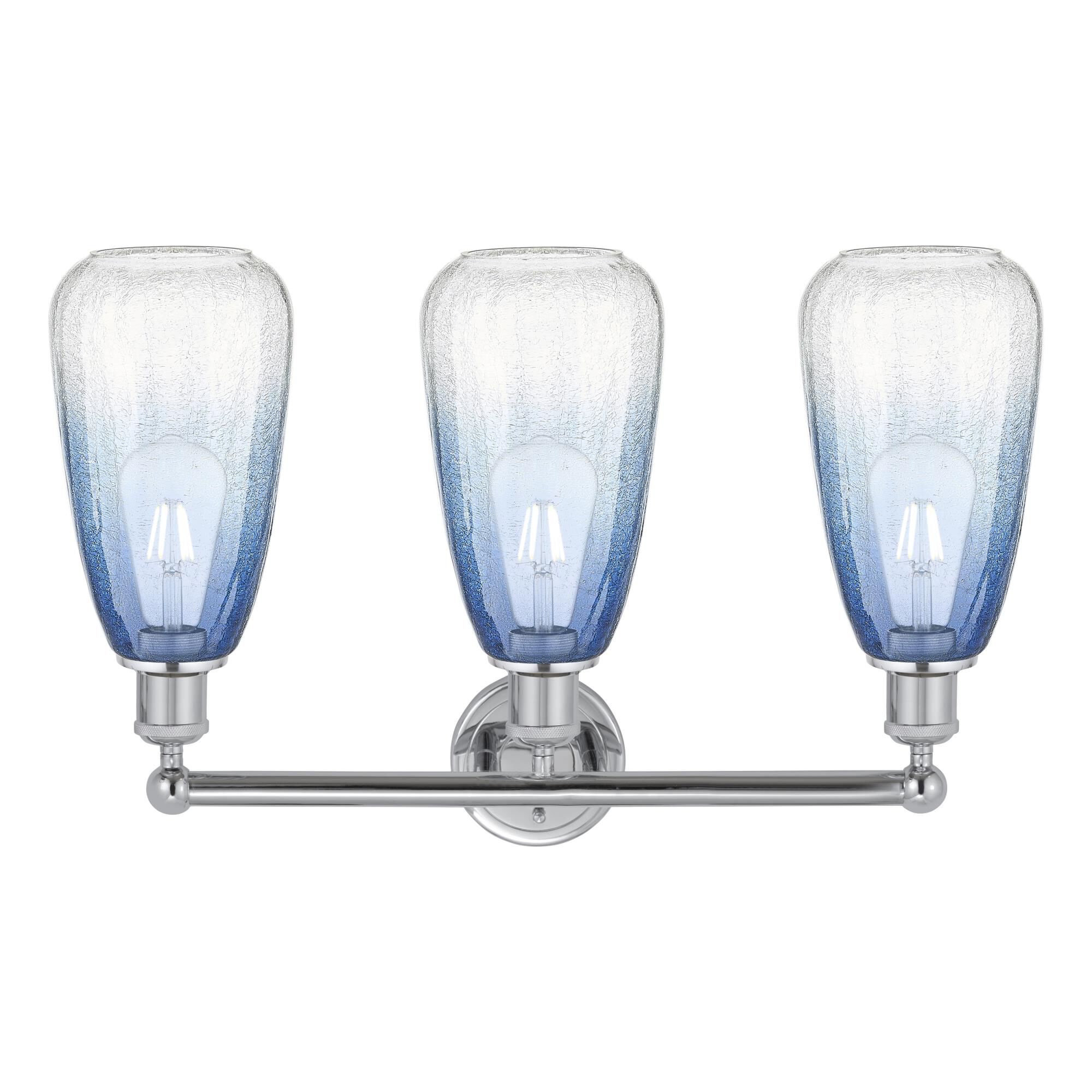 Shown in Polished Chrome finish and Sapphire Blue glass