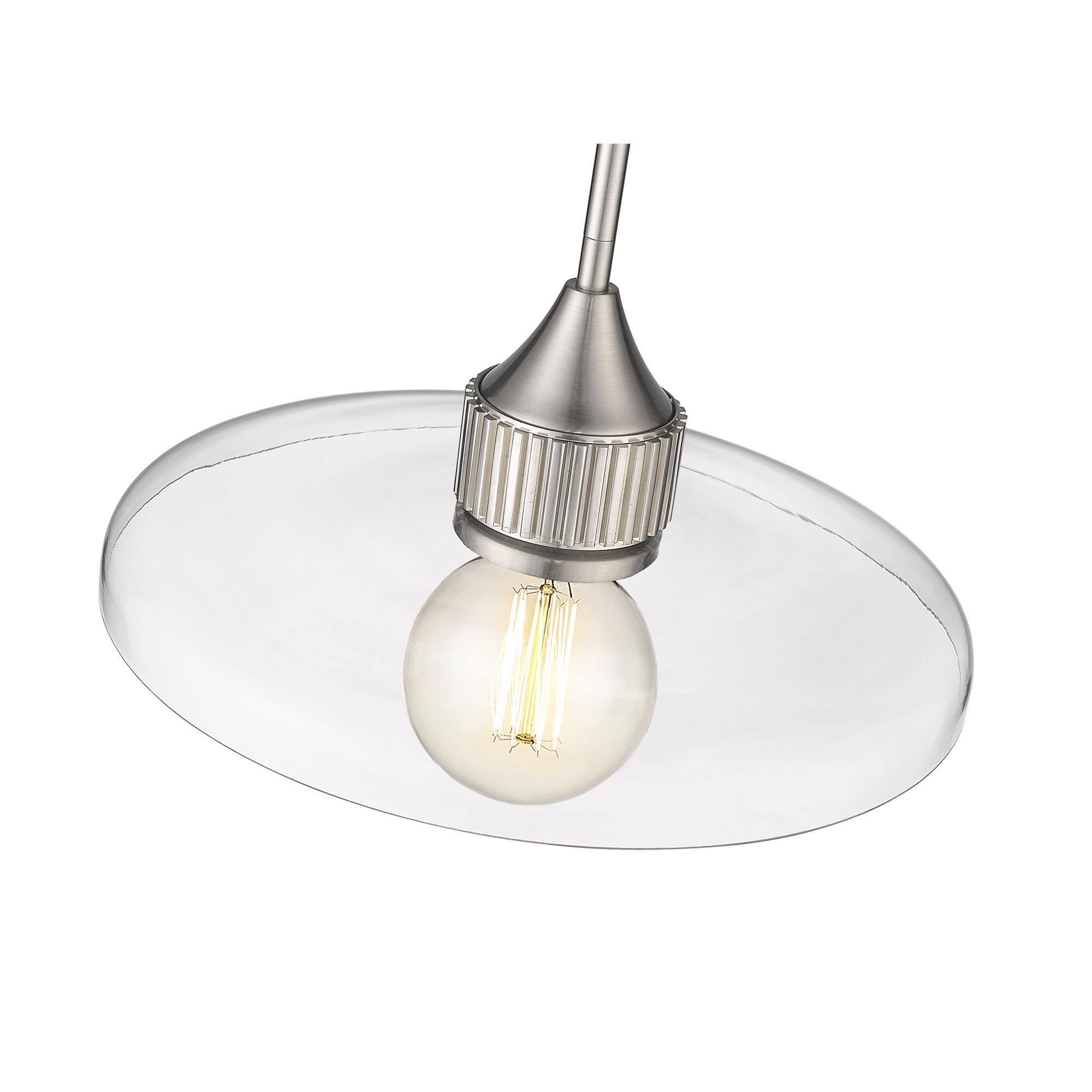 Shown in Brushed Nickel finish and Clear glass