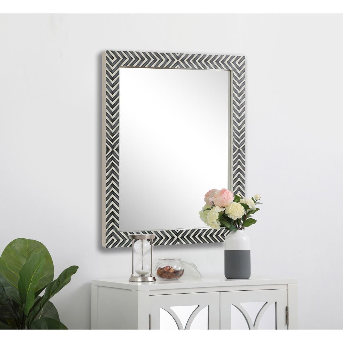 Rectangular mirror 36x30 inch in chevron Wall Mirror by Elegant Decor