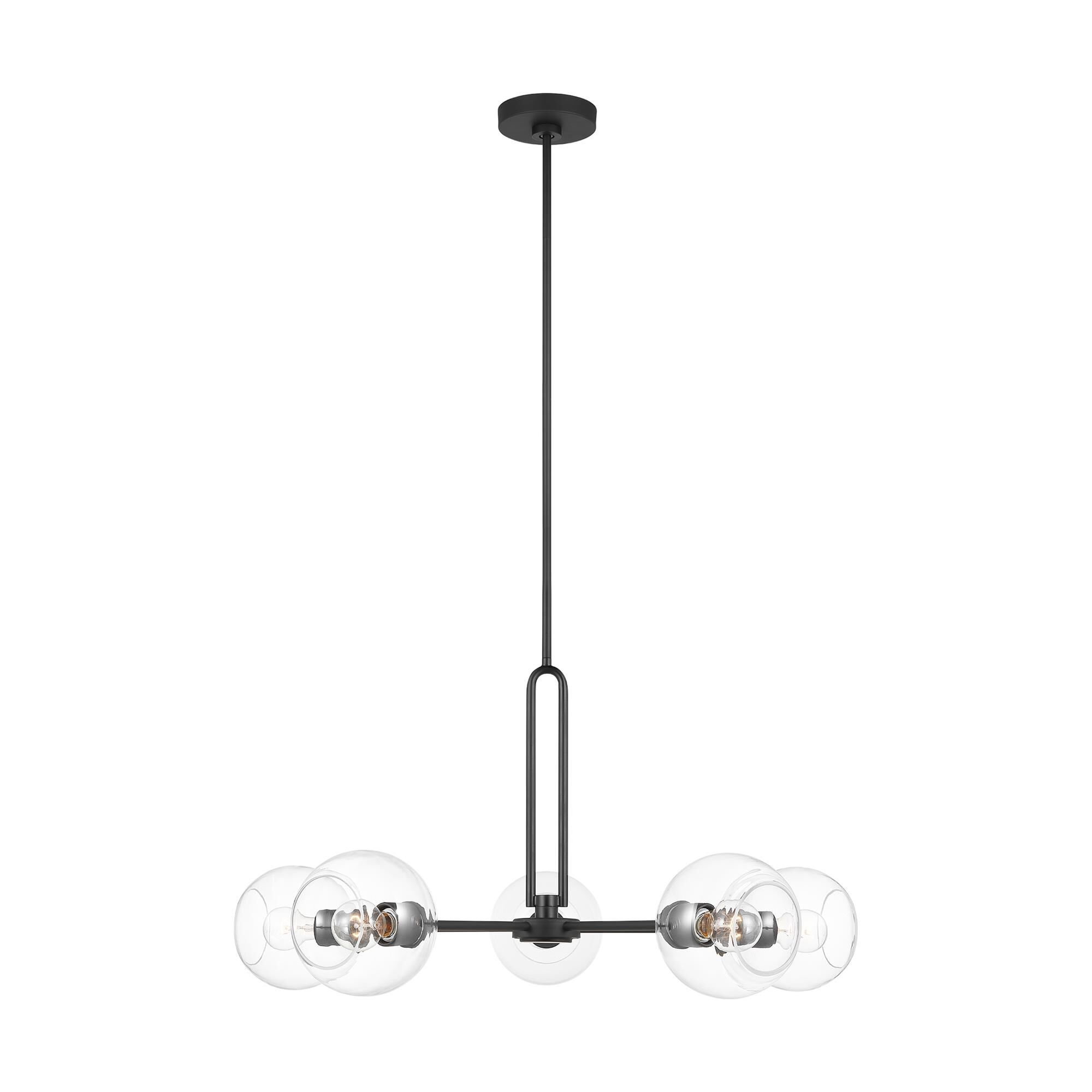 Shown in Midnight Black finish and Clear glass and Clear Glass s shade