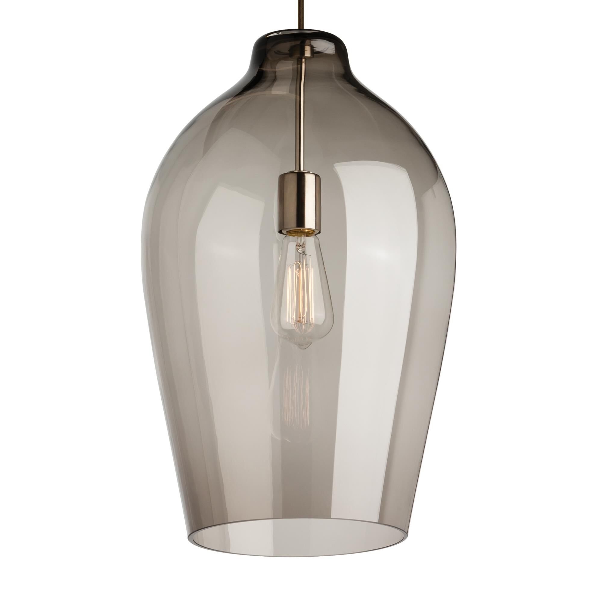 Shown with Smoke - Transparent Tulip glass and Transparent Tulip Inspired Pendant shade