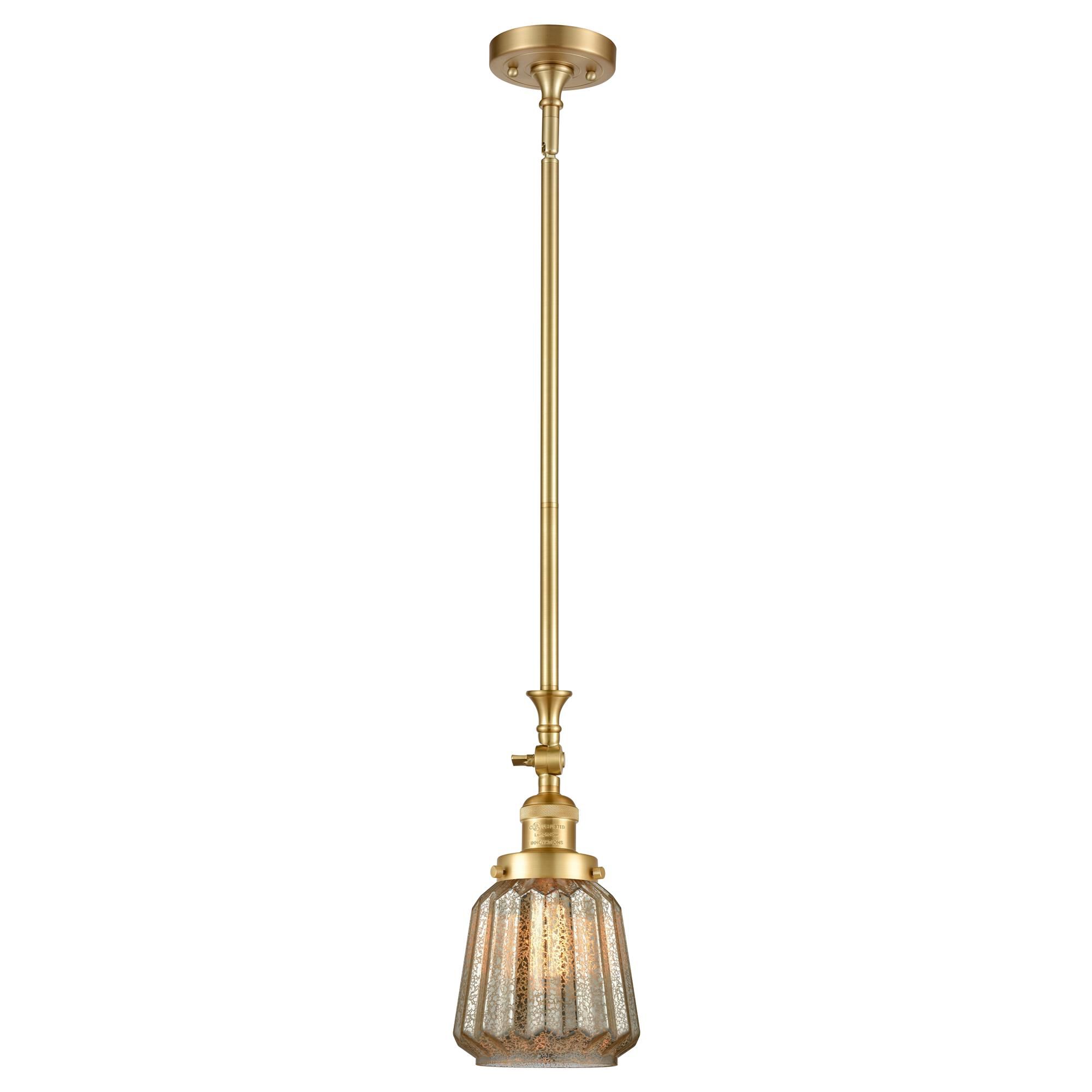 Shown in Satin Gold finish and Mercury Plated Chatham glass