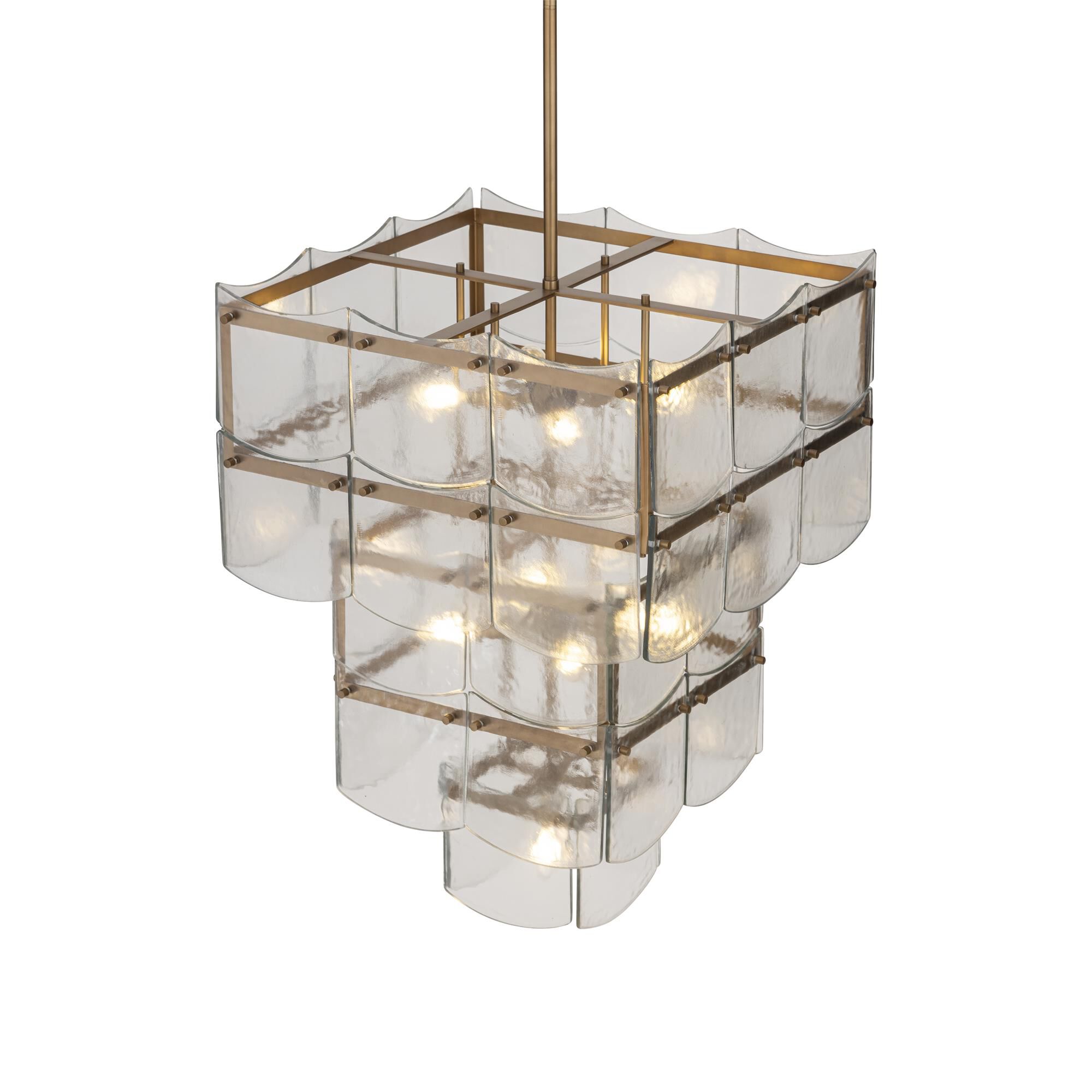 Shown in Legacy Brass finish and Textured Clear glass
