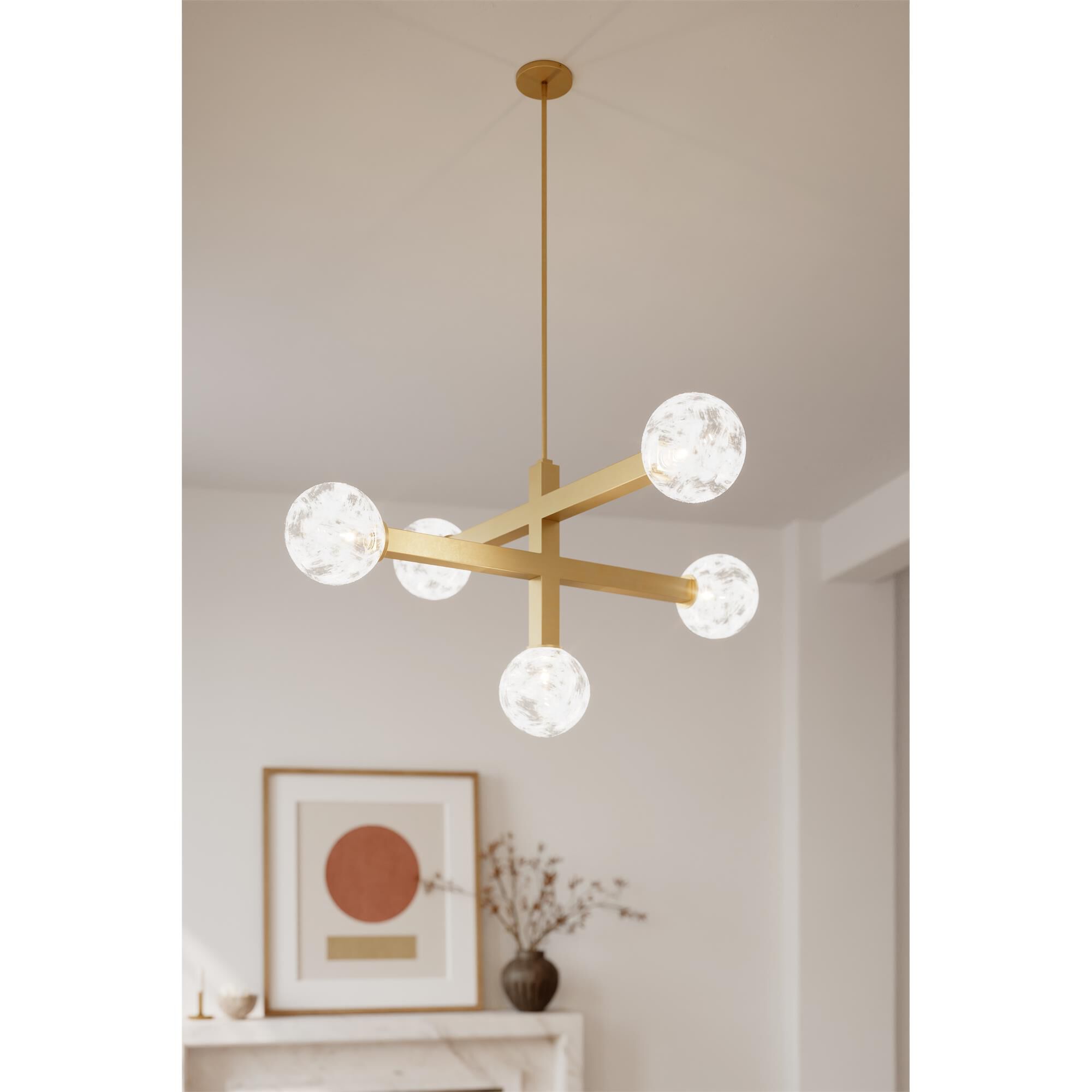 Shown in Legacy Brass finish and White Bubble glass