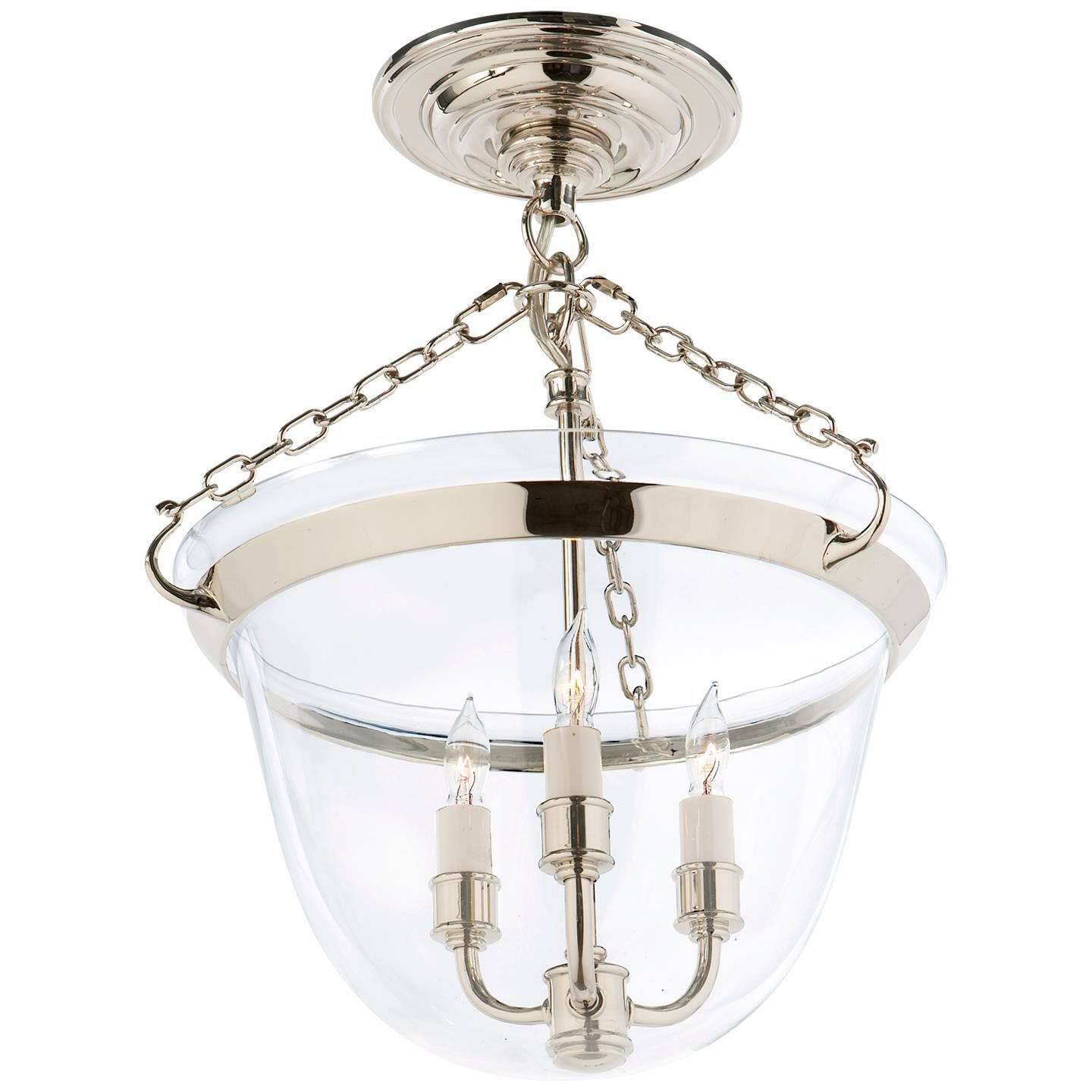 Chapman & Myers Country Bell Jar 13 Inch 3 Light Semi Flush Mount by Visual Comfort Signature Collection