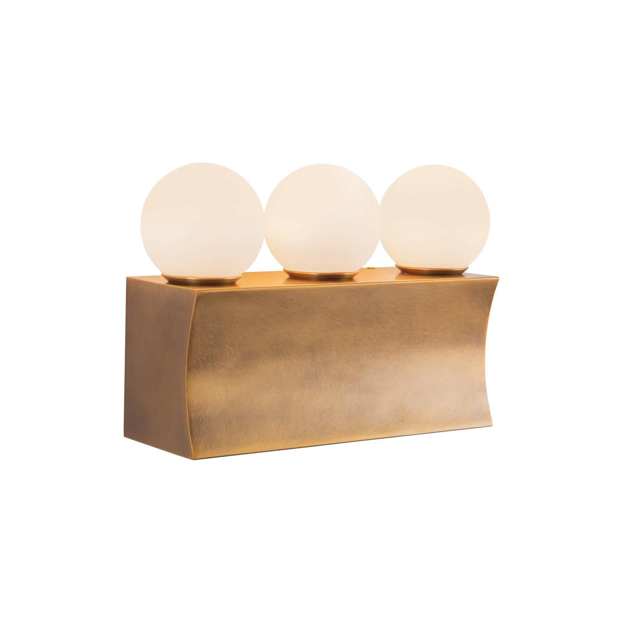 Shown in Vintage Brass finish and Opal glass
