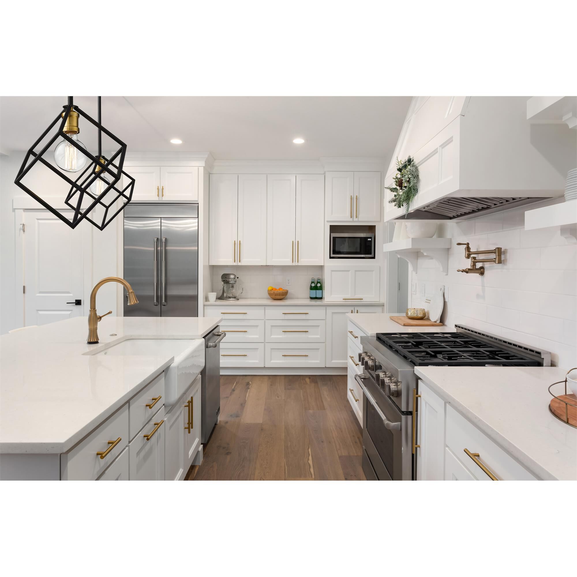 Shown in Bronze + Olde Brass finish and --- glass and --- shade