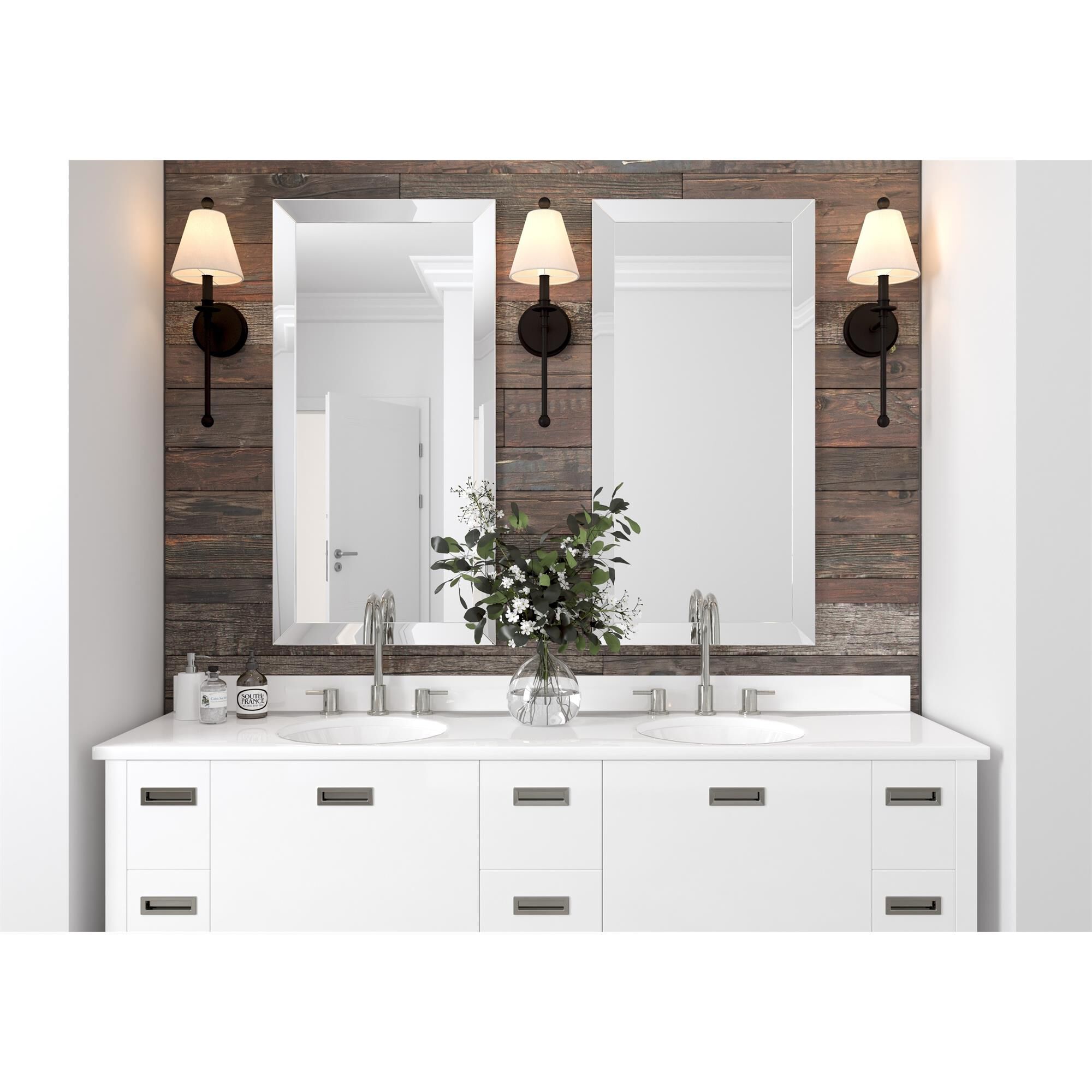 Shown in Black Forged finish and Glass crystal and Silk glass and White shade
