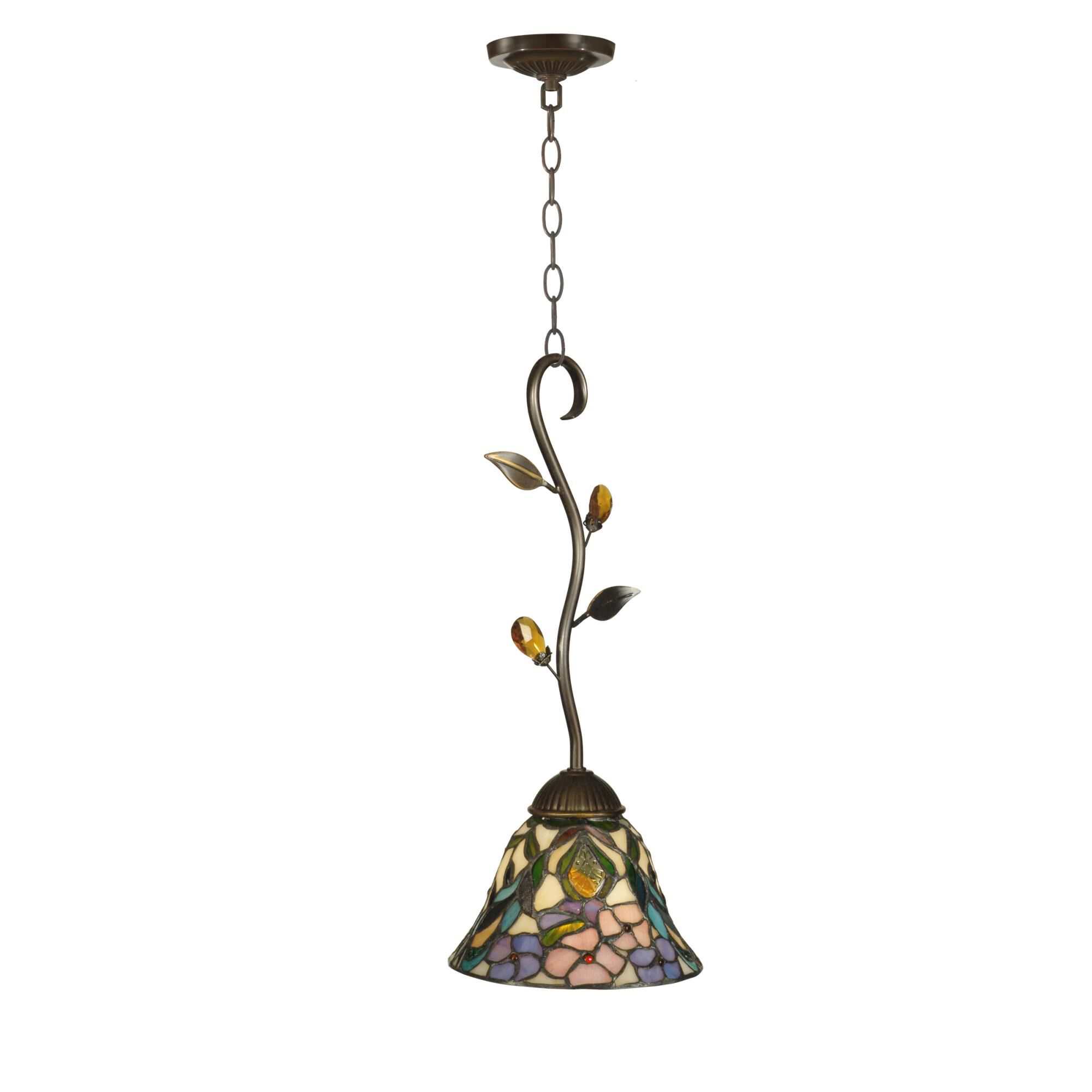Shown in Antique Golden Sand finish and Tiffany glass