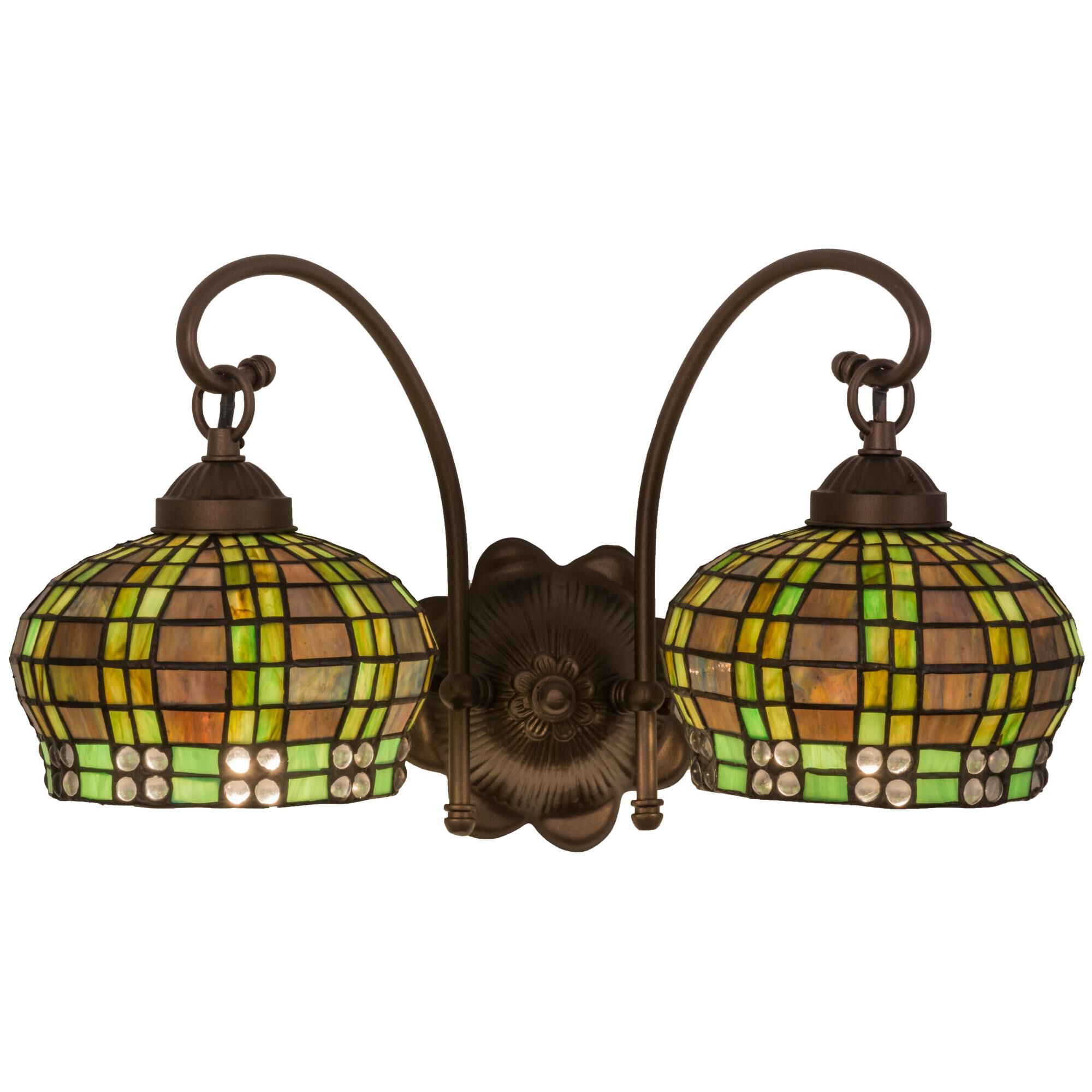 Shown in Mahogany Bronze finish and Amber-Mauve-Bronzed Green-Garnet-Clear glass