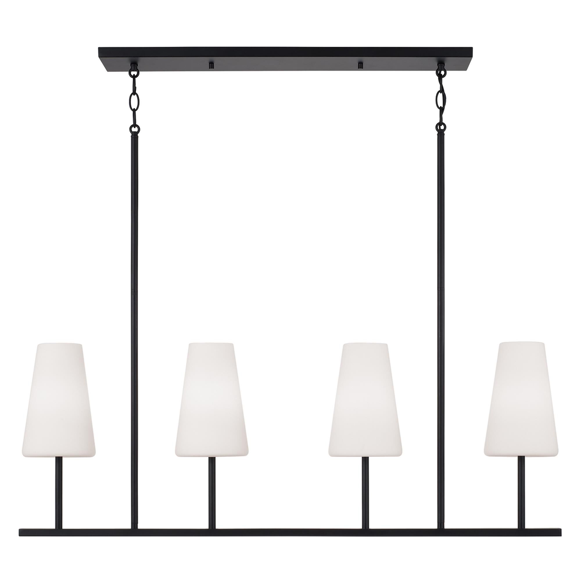 Shown in Matte Black finish and Soft White glass