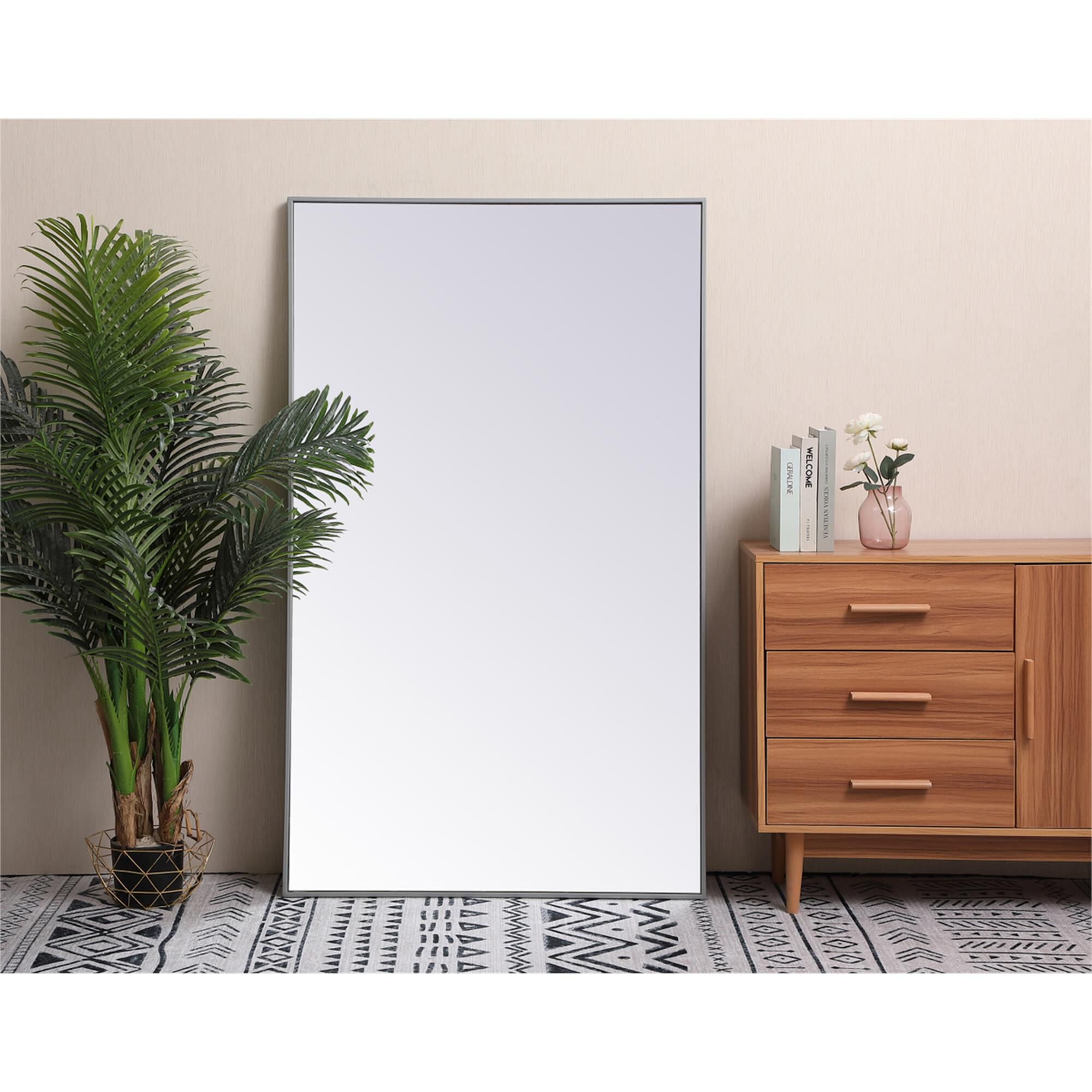 Shown in Black finish and Clear Mirror Beveled glass