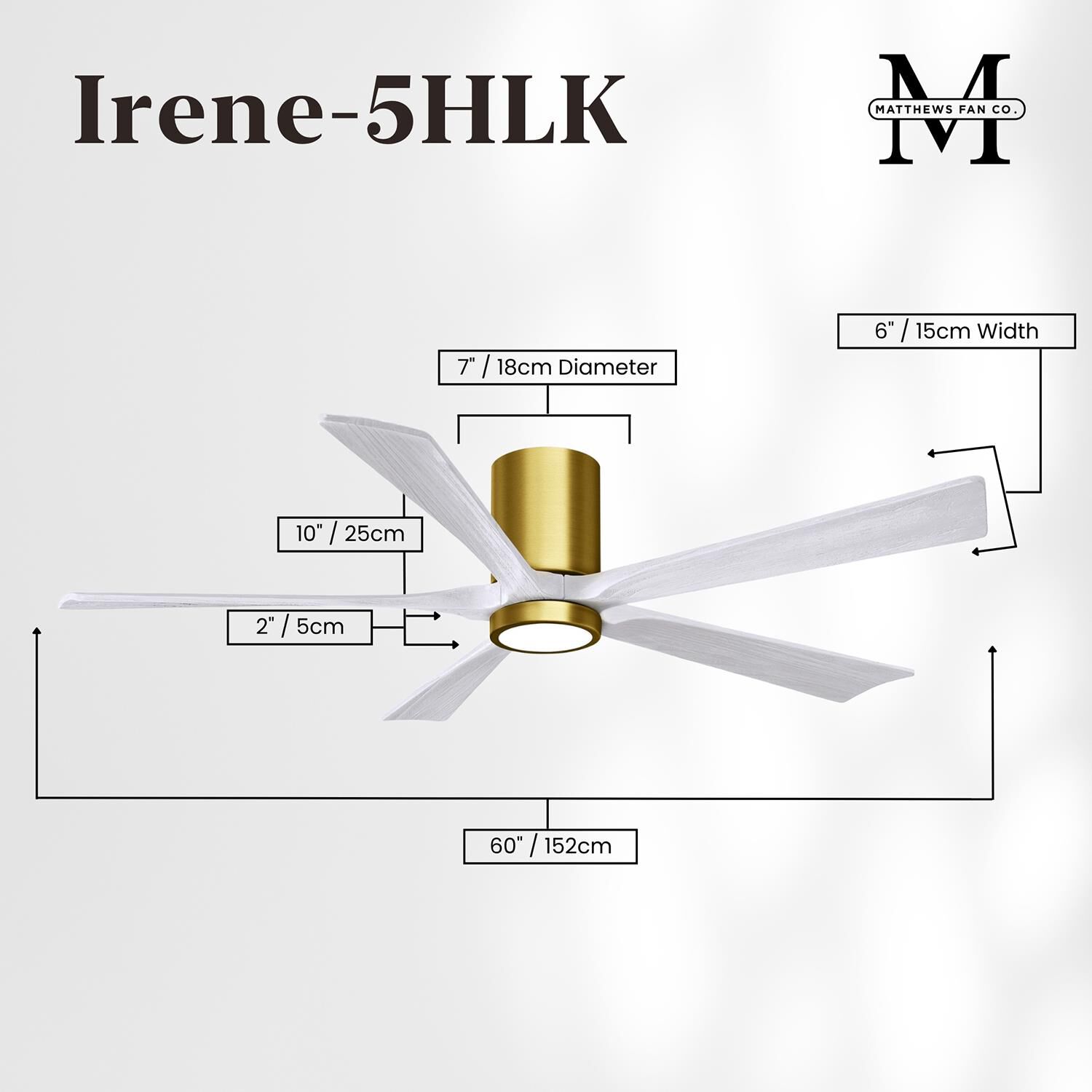 Irene 60 Inch Flush Mount Fan with Light Kit by Matthews Fan Company