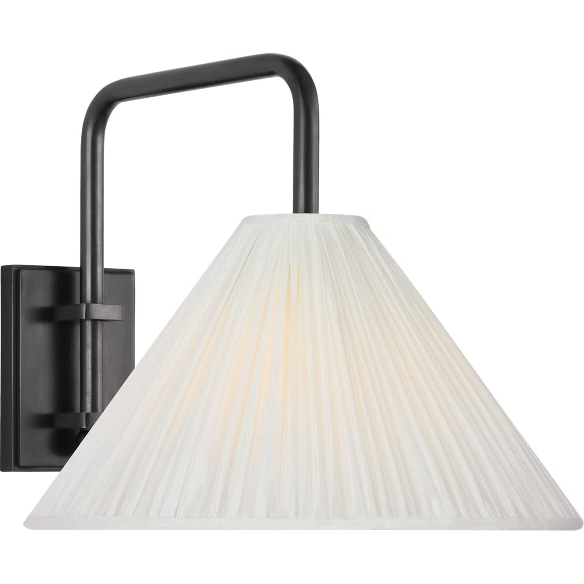 Shown in Bronze finish and Silk Pleated shade