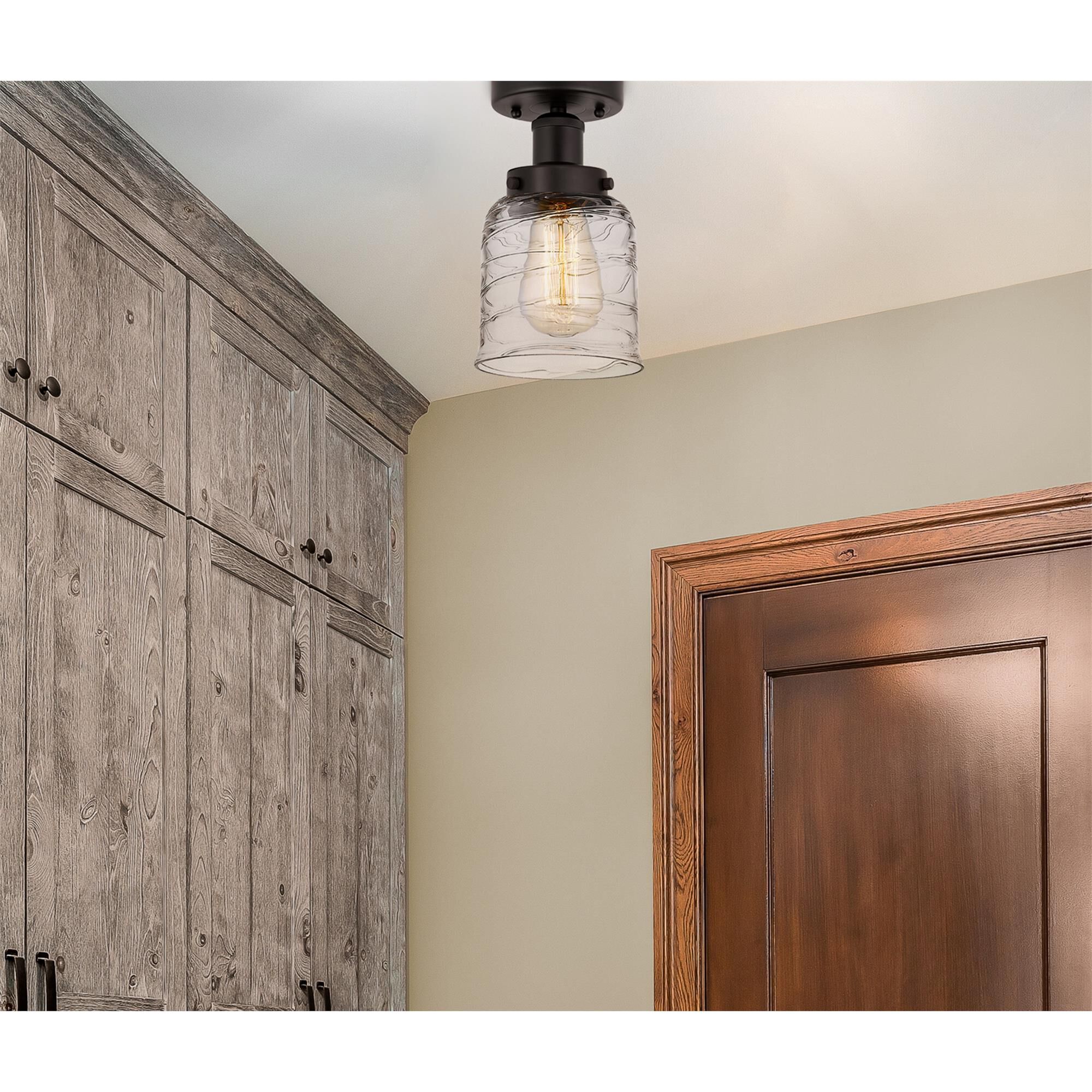 Shown in Oil Rubbed Bronze  finish and Deco Swirl shade