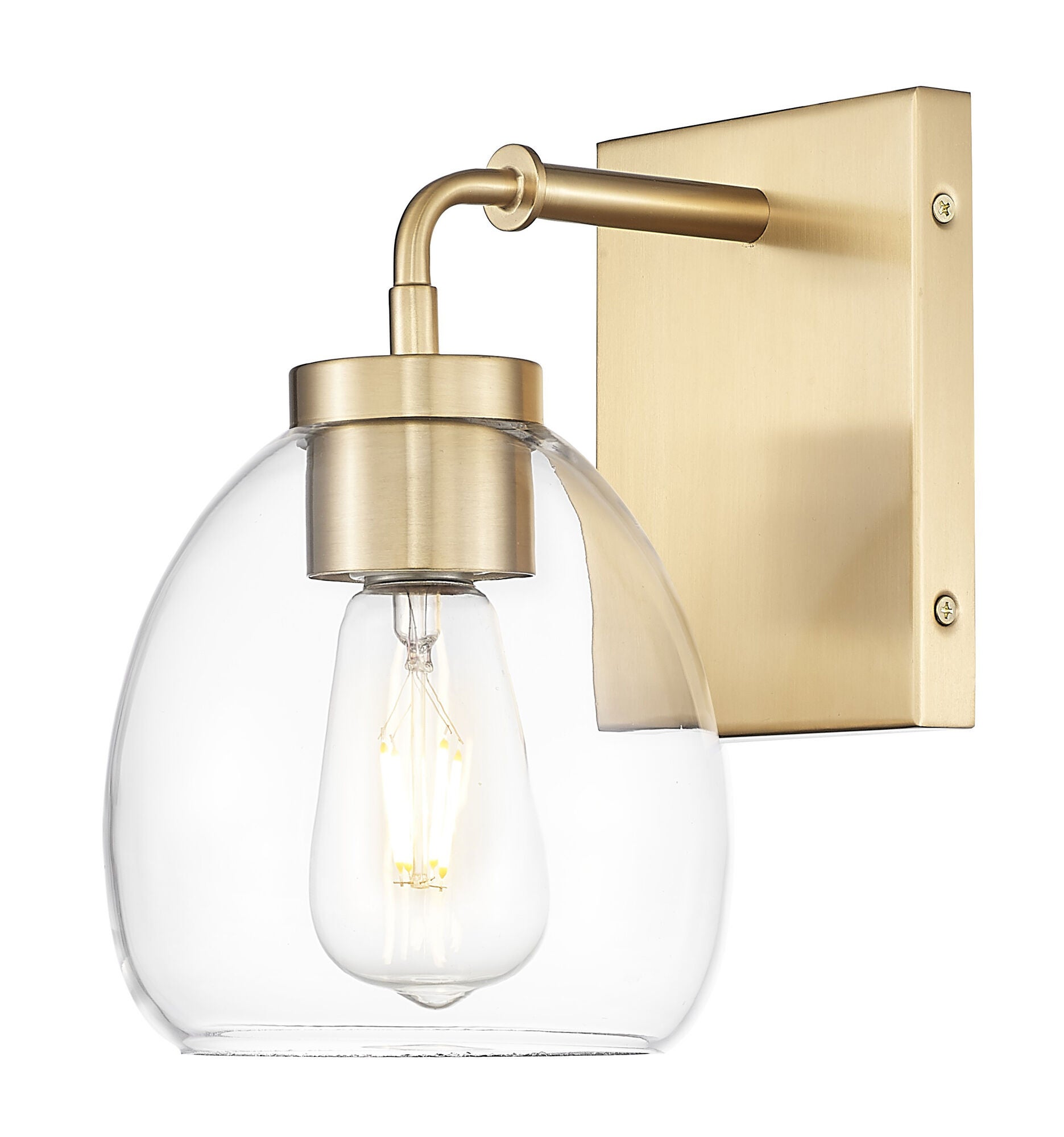 Shown in Brass finish and Clear Glass Globe shade