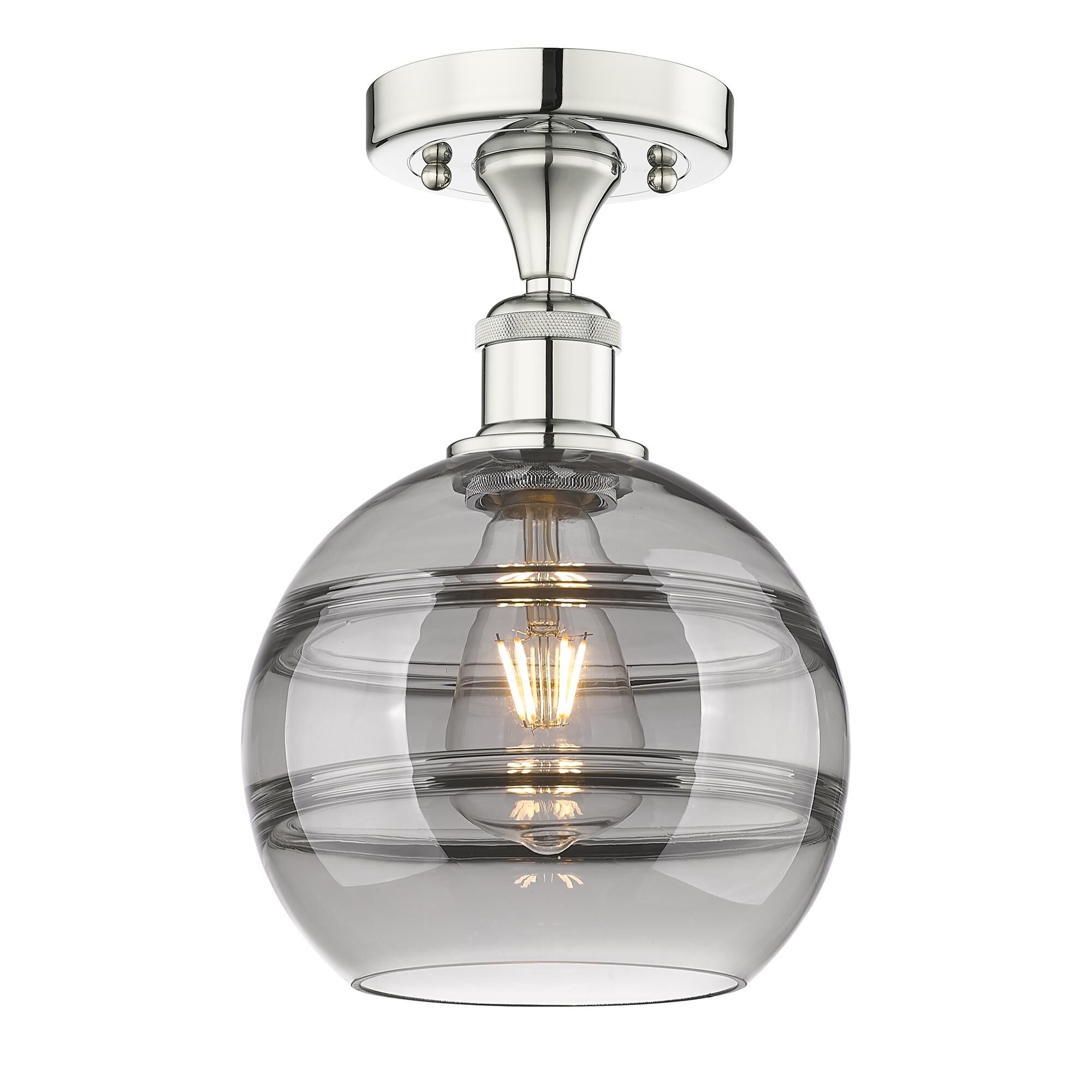 Shown in Polished Nickel finish and Light Smoke glass