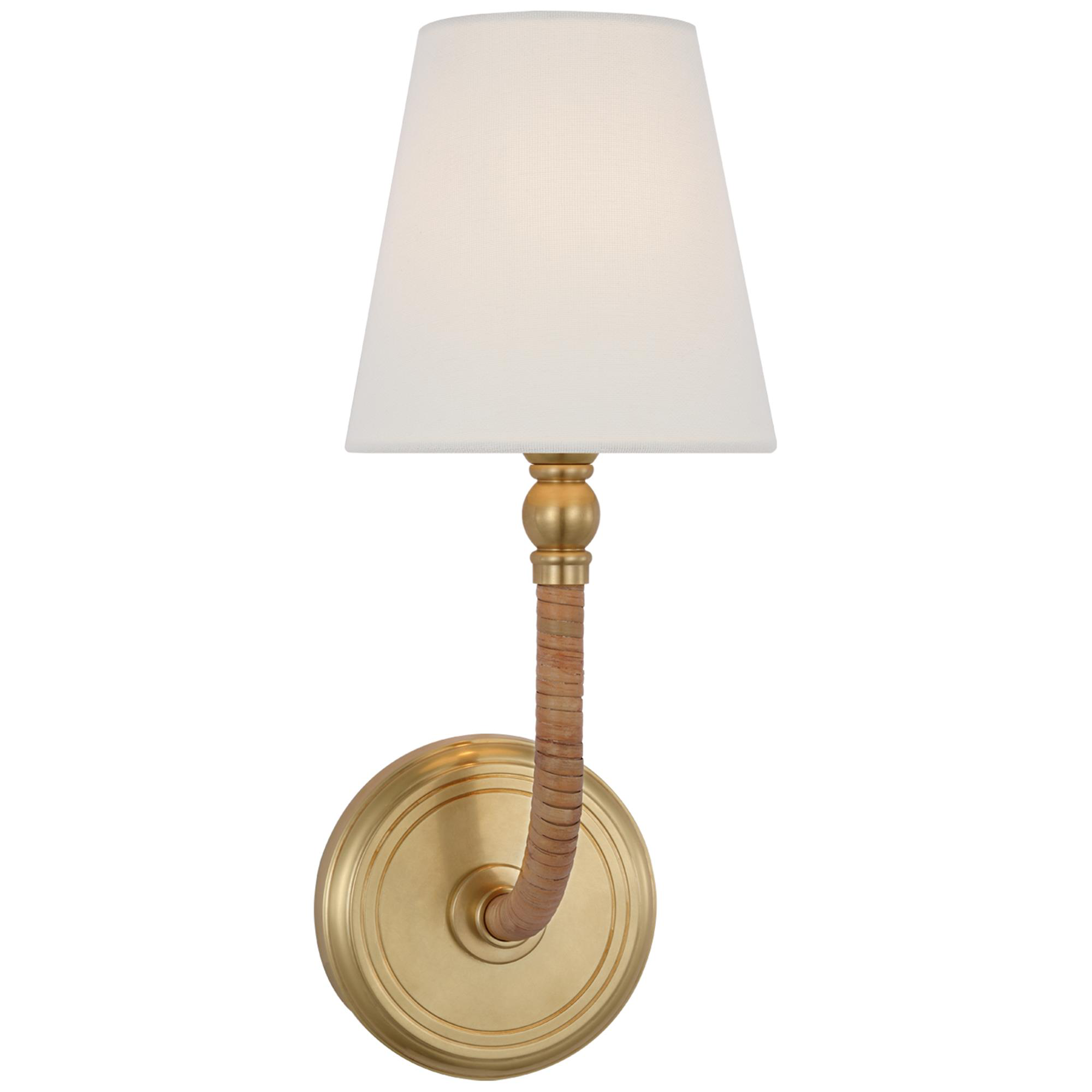 Shown in Antique-Burnished Brass and Natural Rattan finish