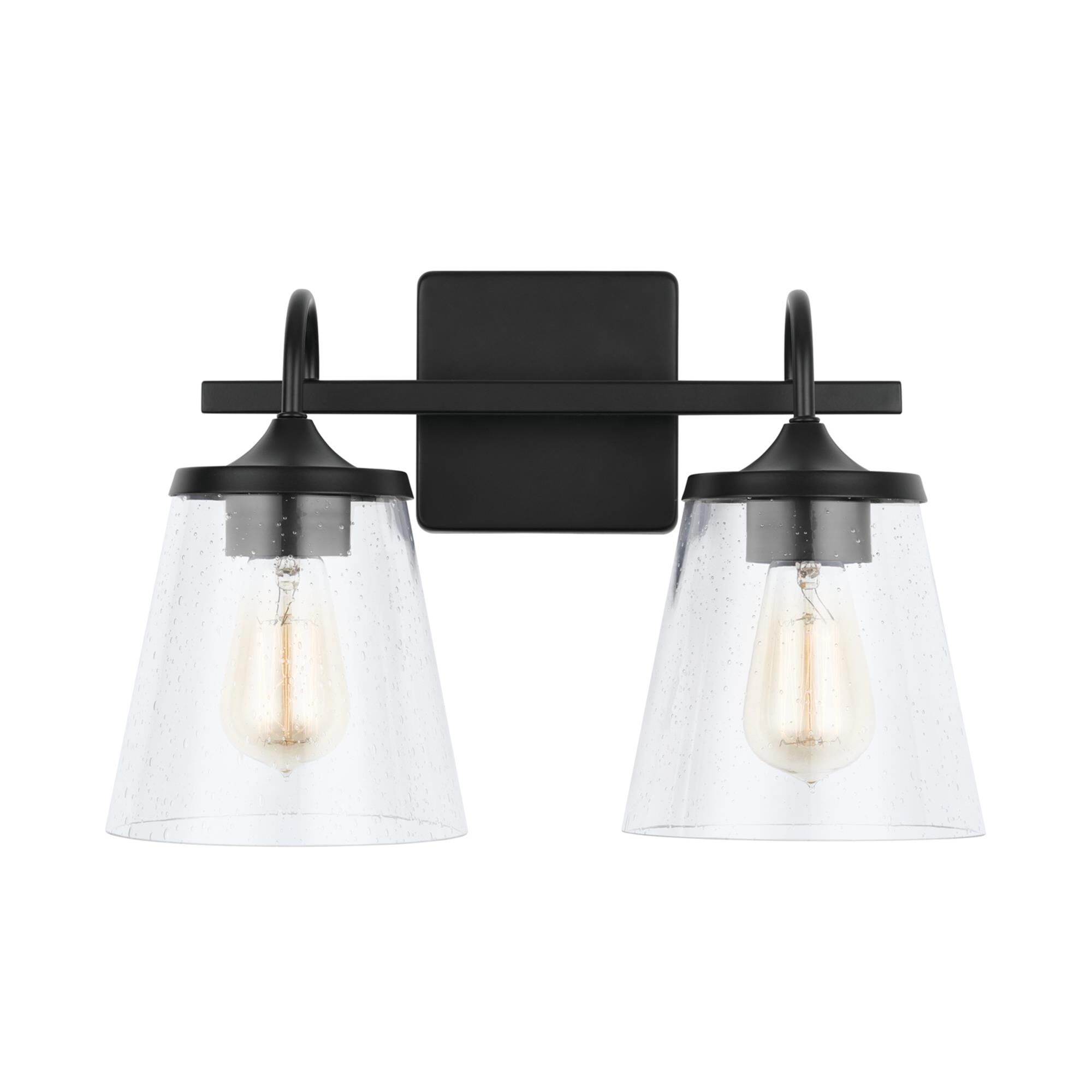 Shown in Matte Black finish and Clear Seeded glass