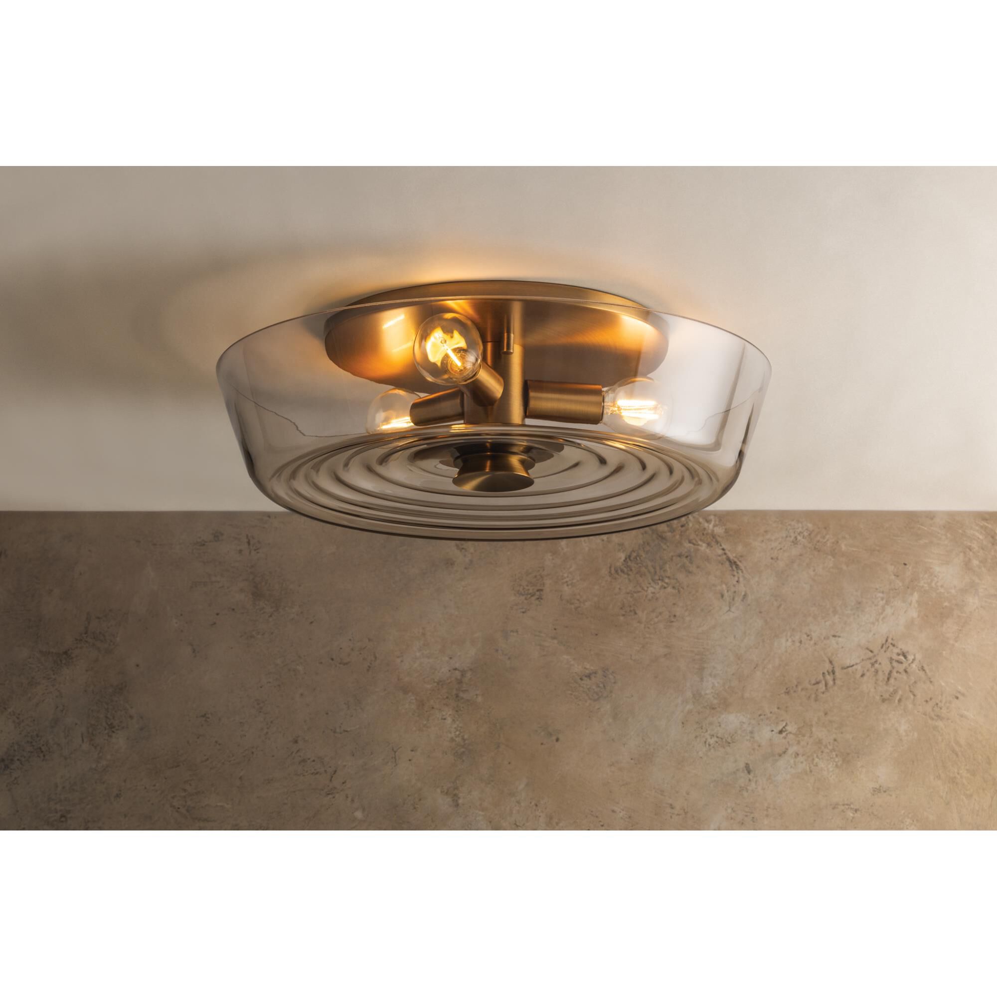 Shown in Patina Brass finish and Light Bronze shade