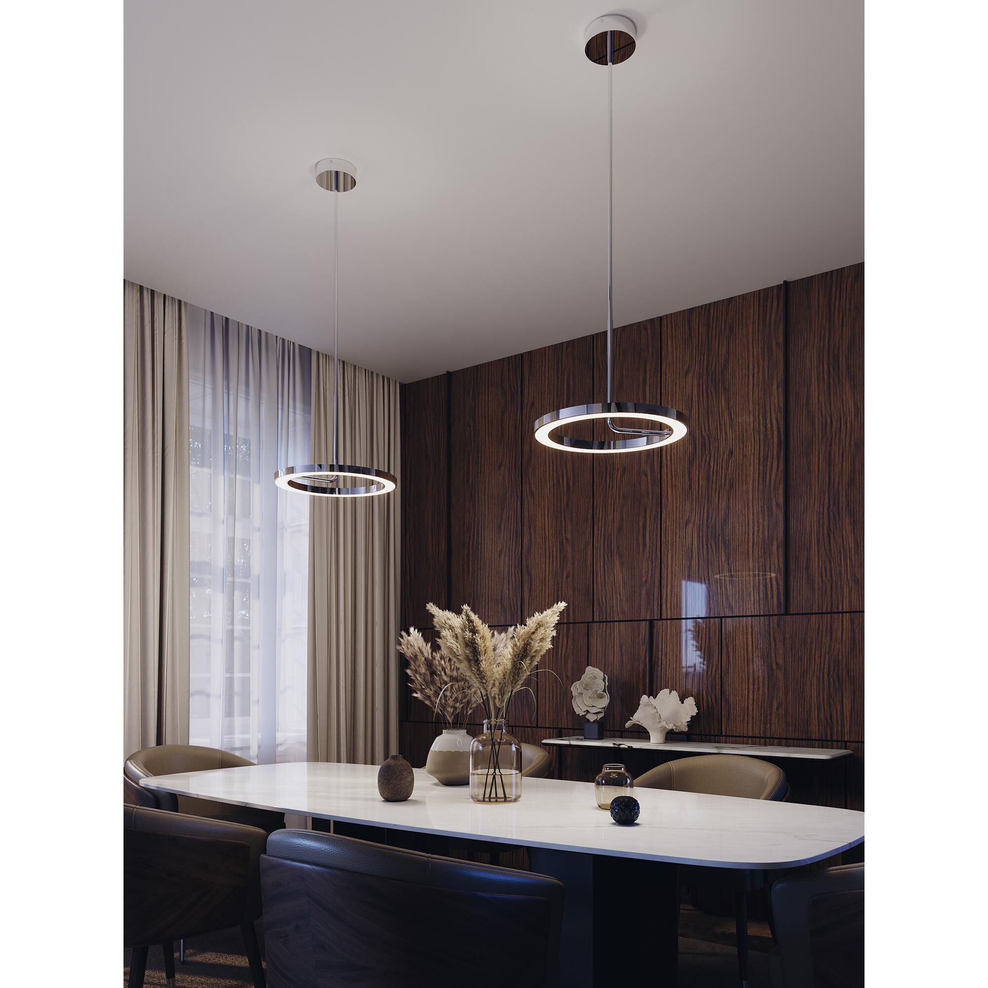 Shown in Polished Chrome finish and White glass