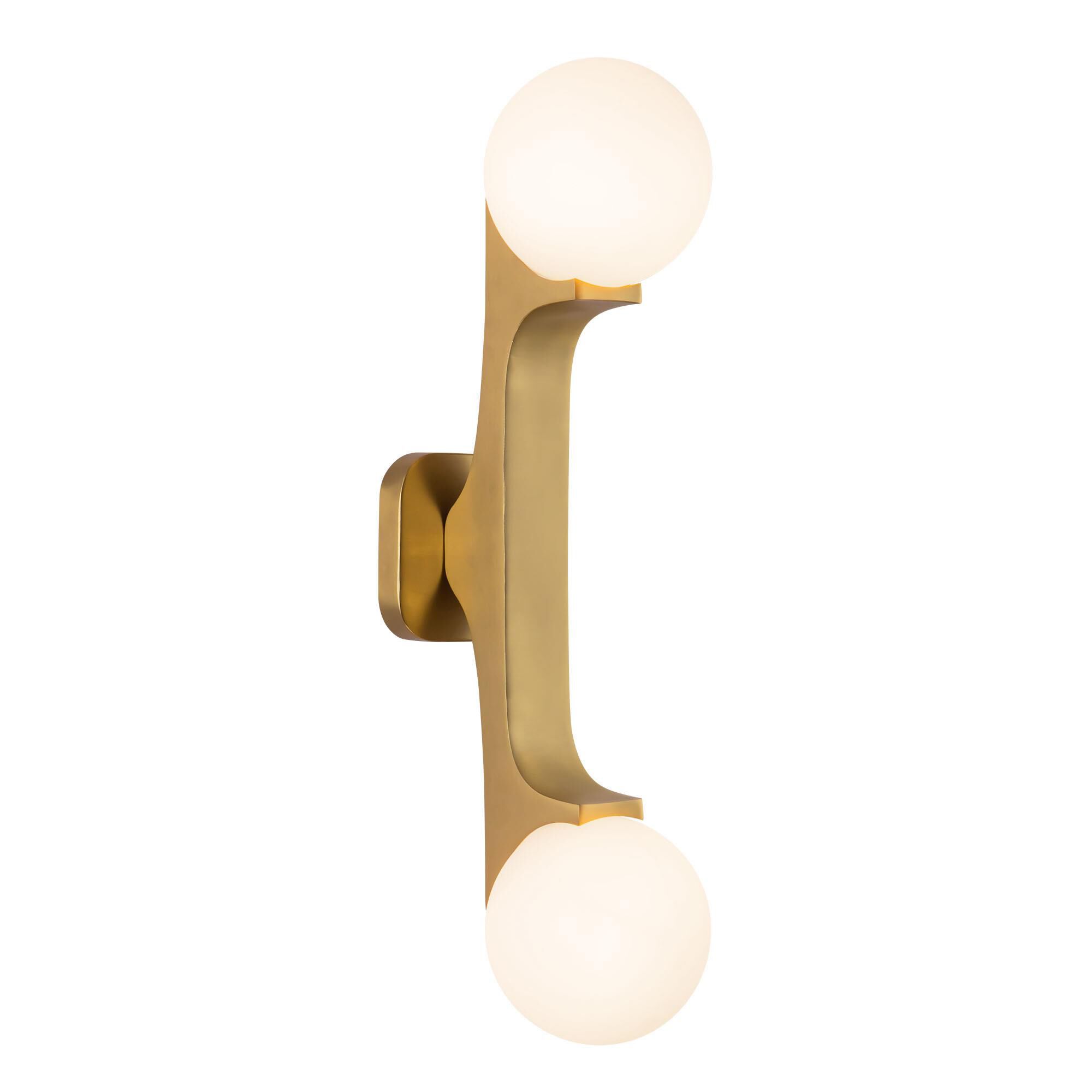 Shown in Brushed Gold finish and Matte Opal glass