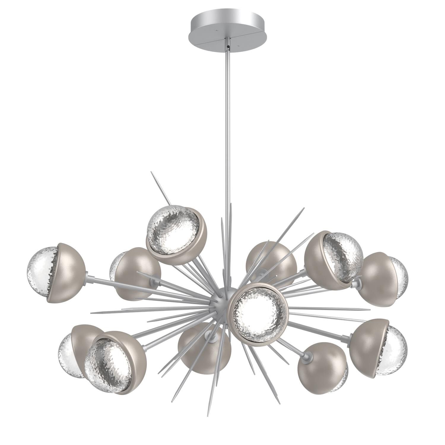 Shown in Classic Silver finish and Clear glass and Beige Silver accent