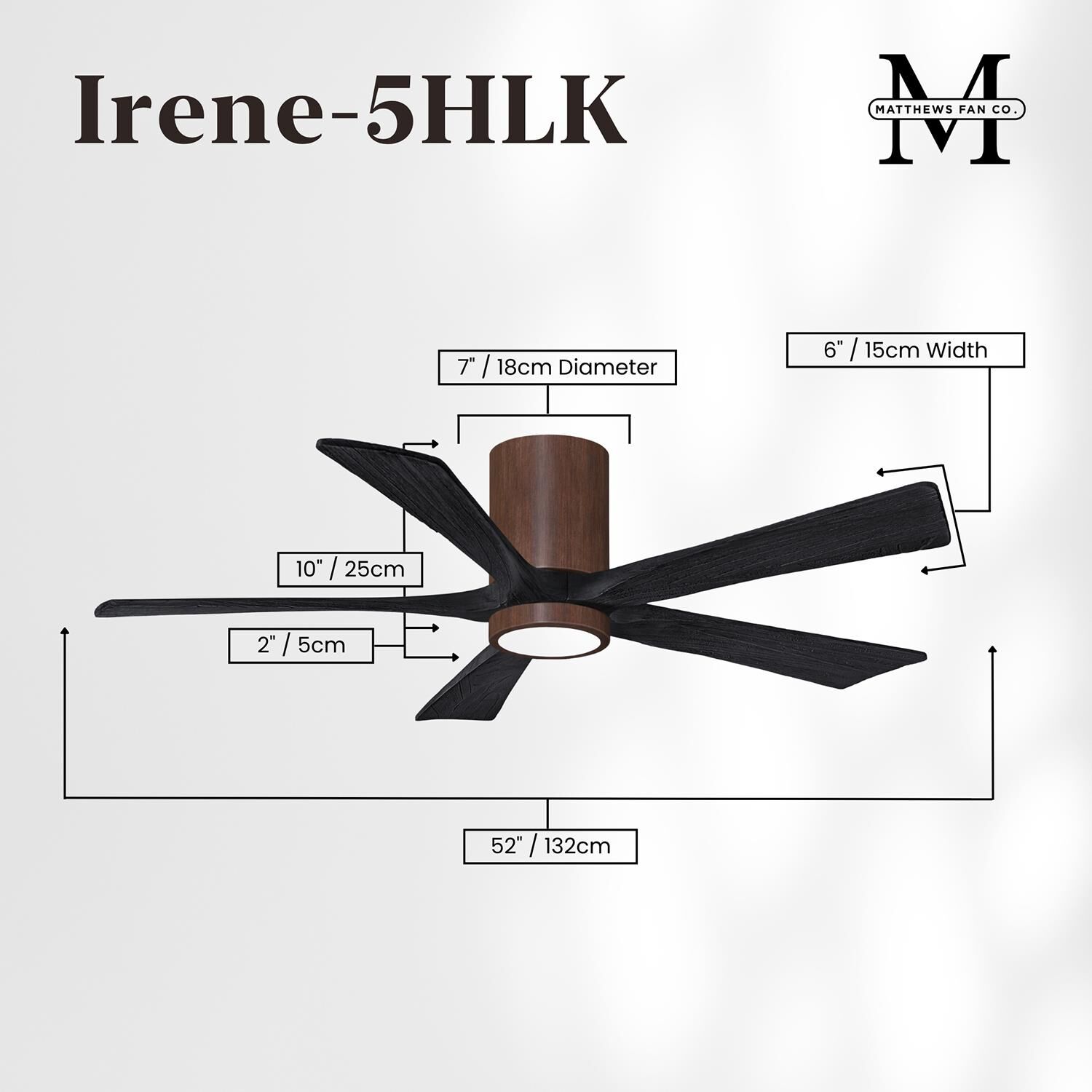 Irene 52 Inch Flush Mount Fan with Light Kit by Matthews Fan Company