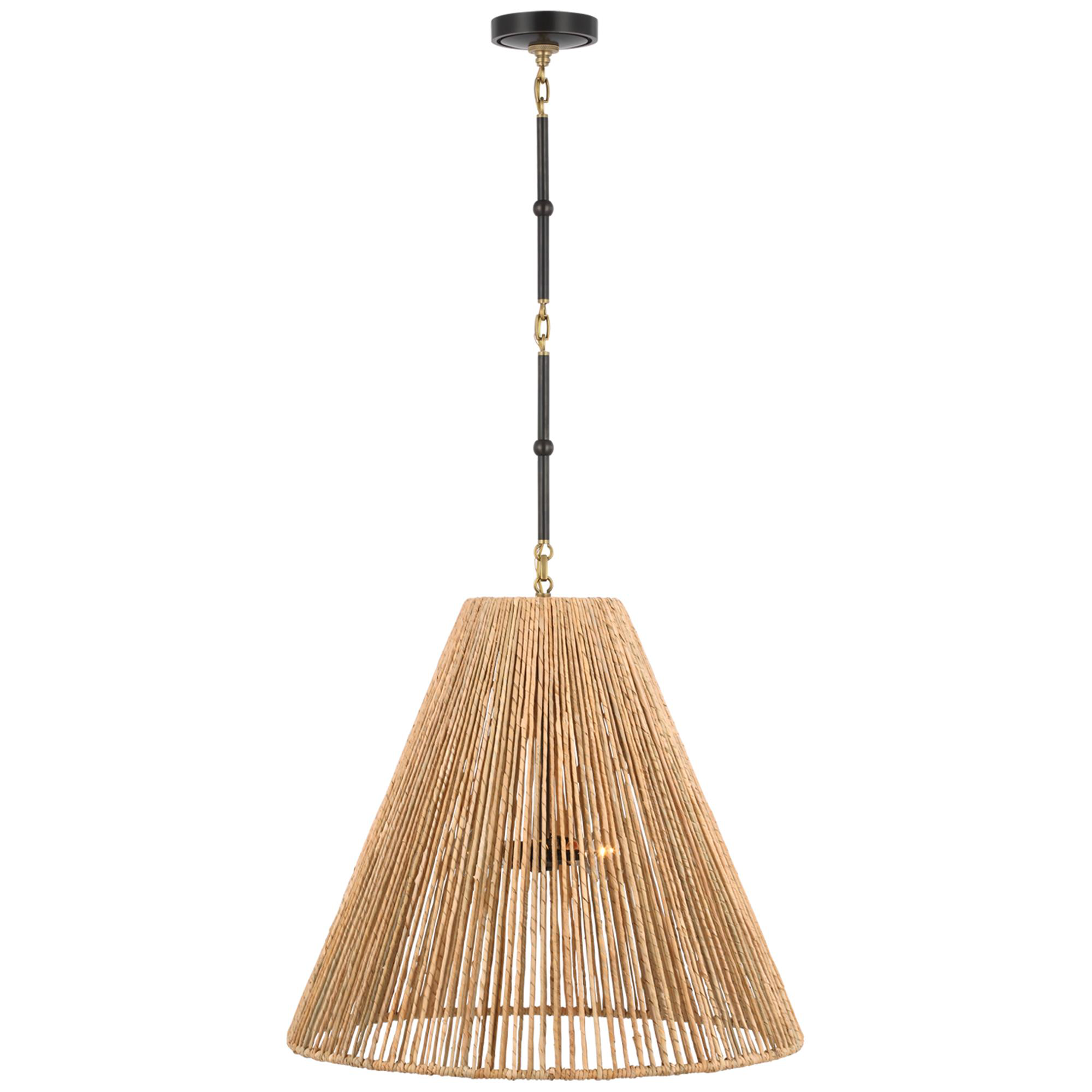 Shown in Bronze and Hand-Rubbed Antique Brass finish and Natural Abaca shade
