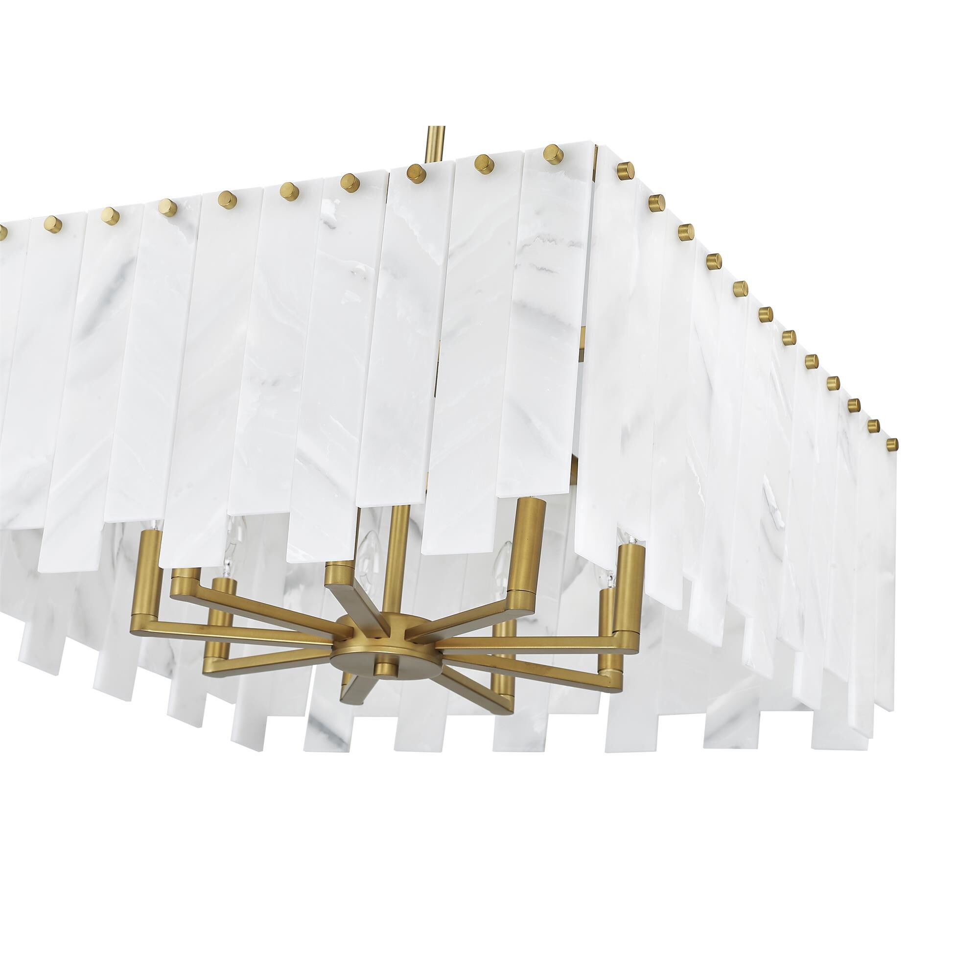 Shown in Rubbed Brass finish and Alabaster Resin shade