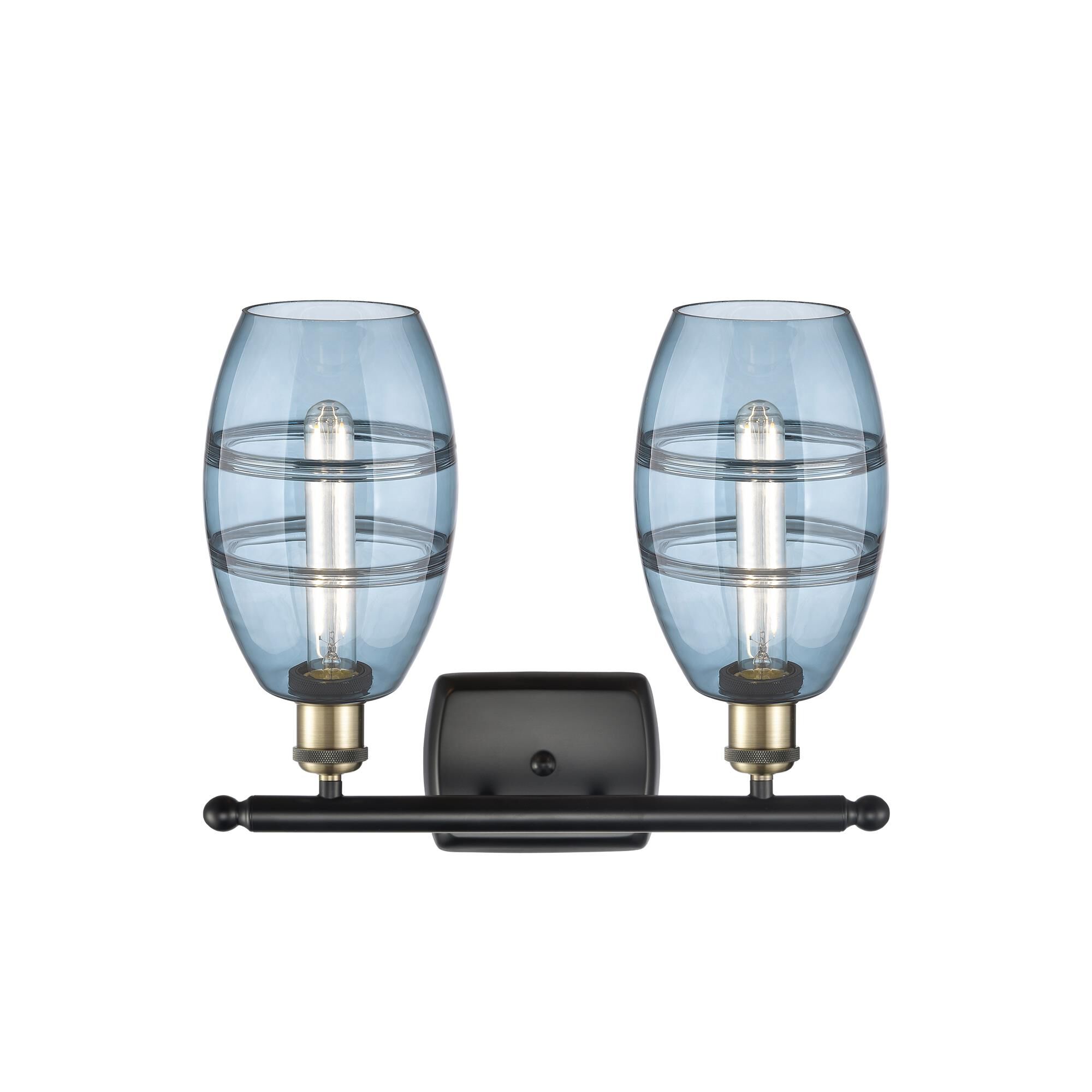Shown in Black Antique Brass finish and Princess Blue glass