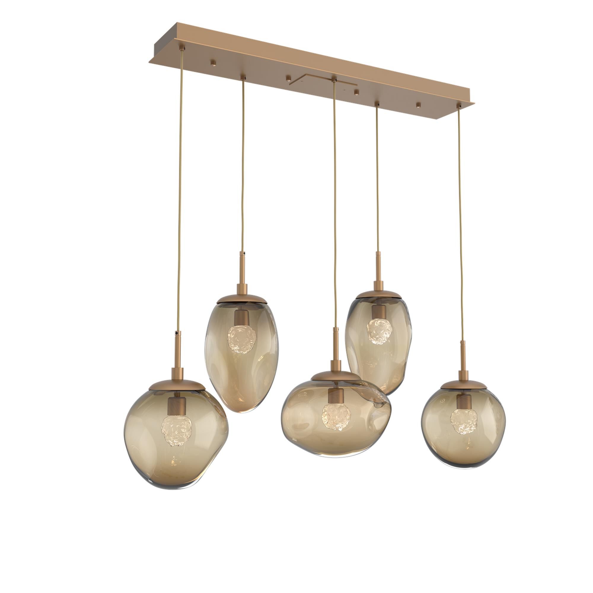 Shown in Novel Brass finish and Floret Inner And Bronze Outer glass