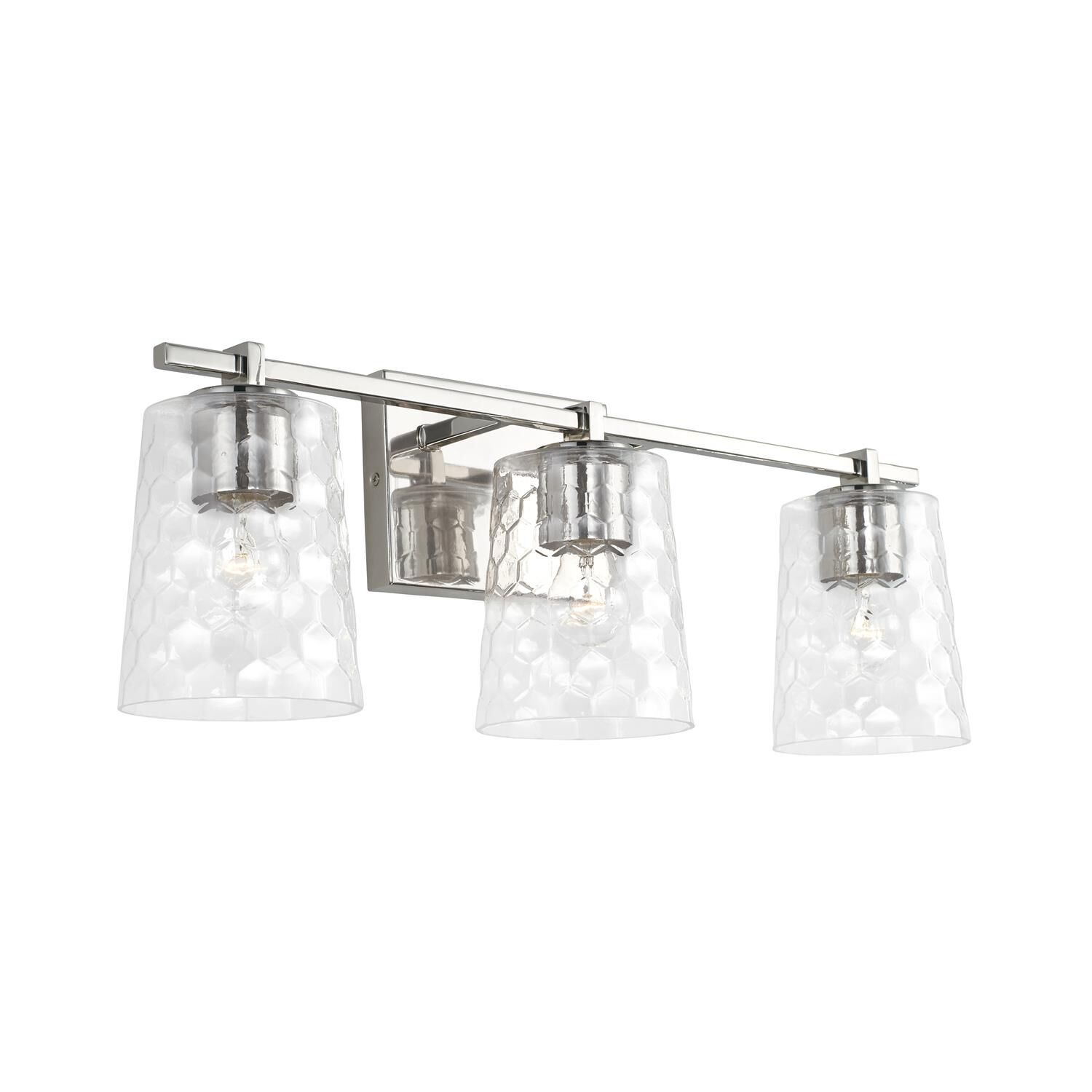 Shown in Polished Nickel finish and Clear Honeycomb glass