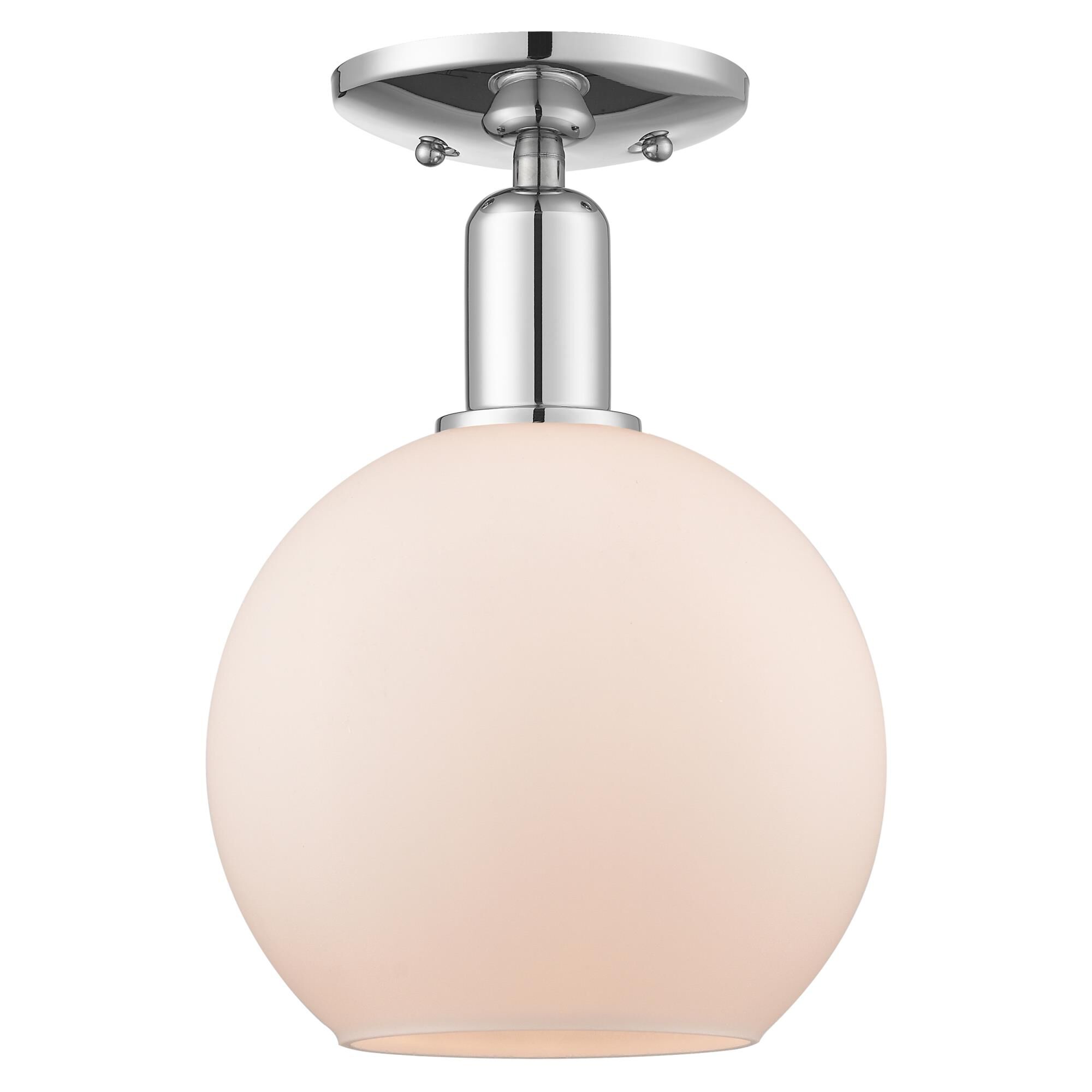 Shown in Polished Chrome finish and Matte White glass