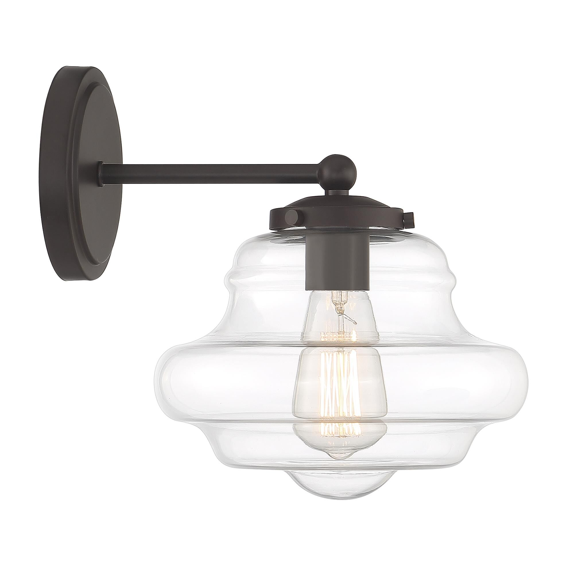 Shown in Oil Rubbed Bronze finish and Clear glass and Glass shade