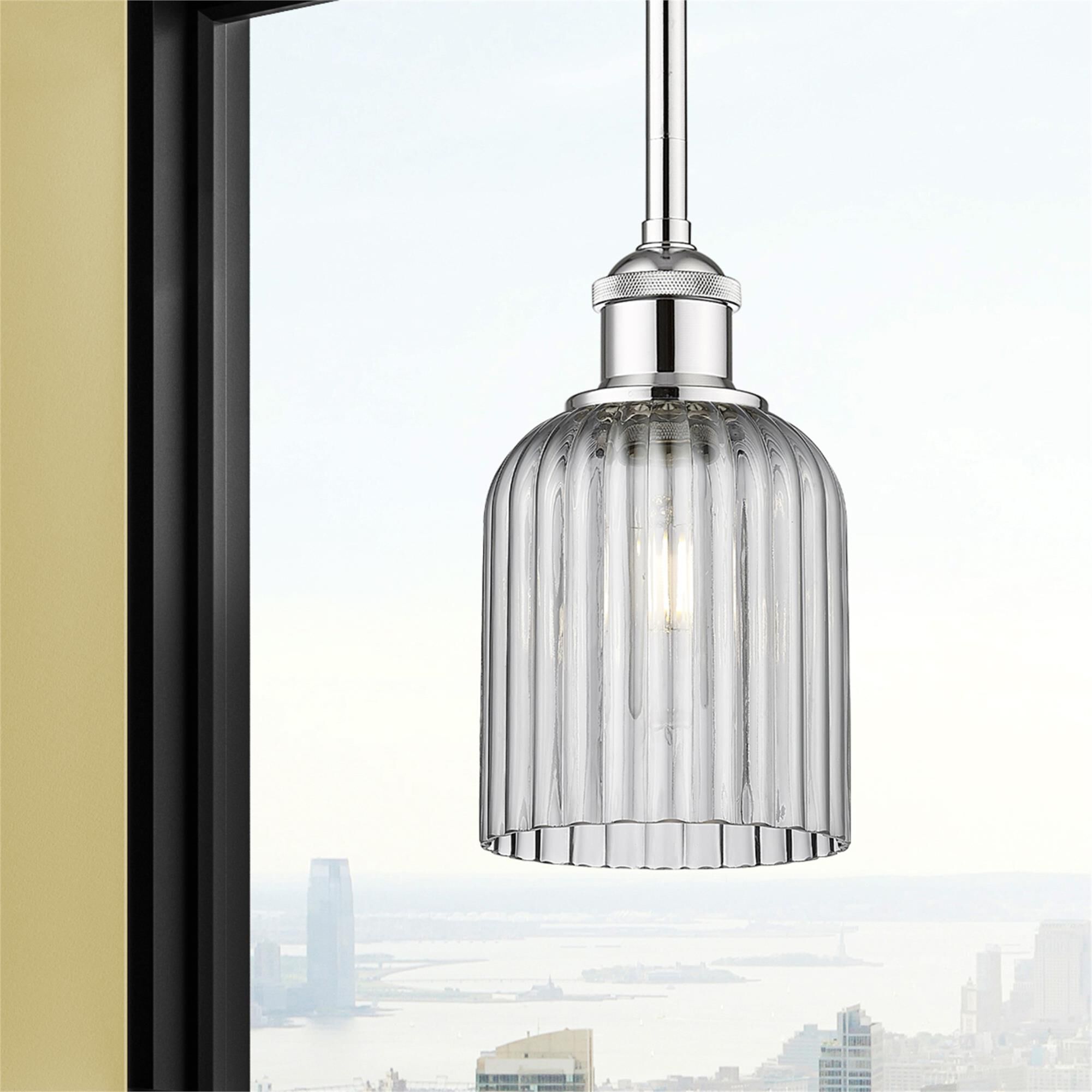 Shown in Polished Chrome finish and Light Smoke glass