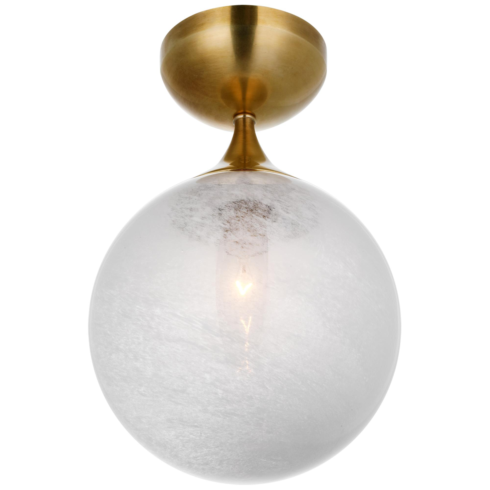 Shown in Hand-Rubbed Antique Brass finish and White glass and White Glass shade