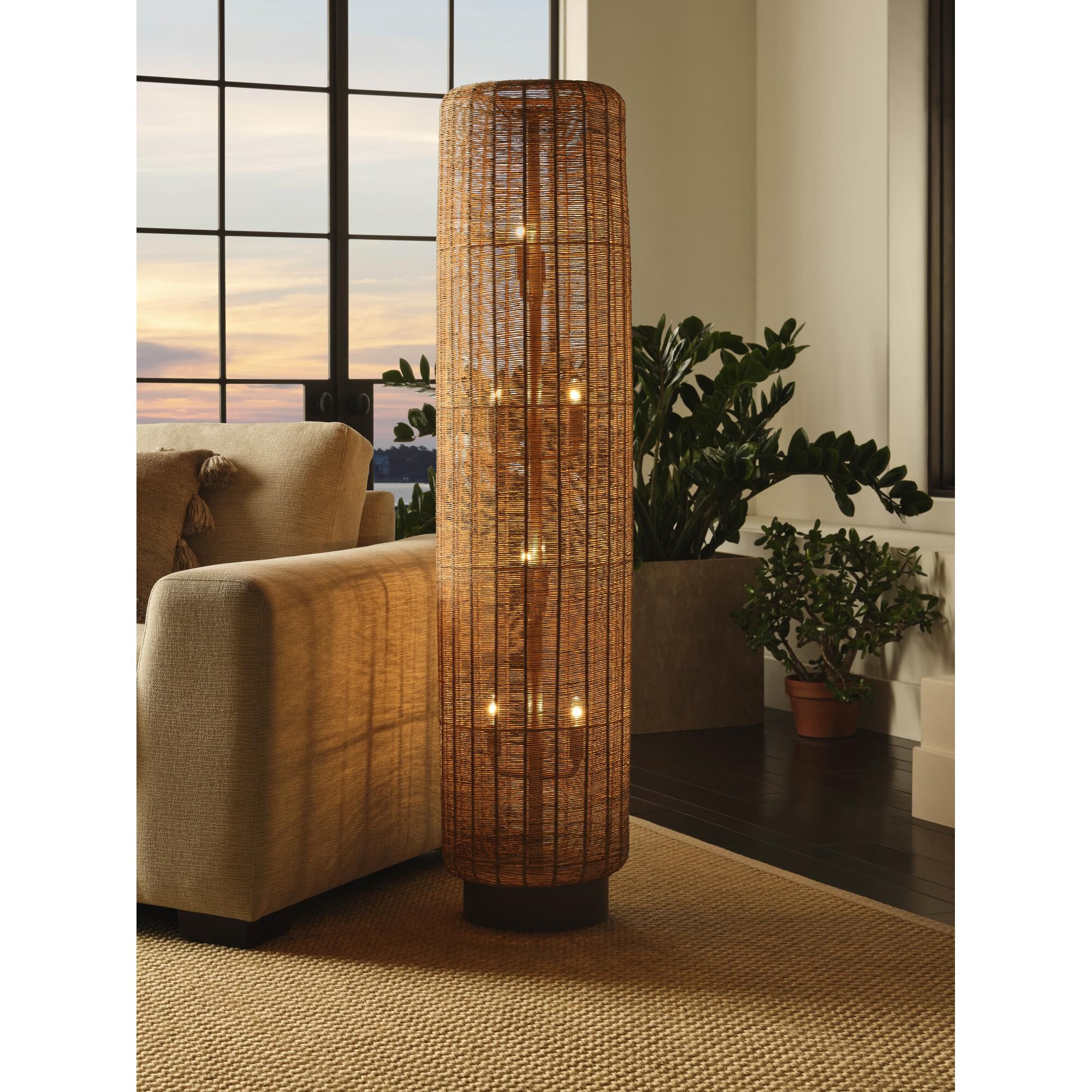 Shown in Brown finish and Rope shade